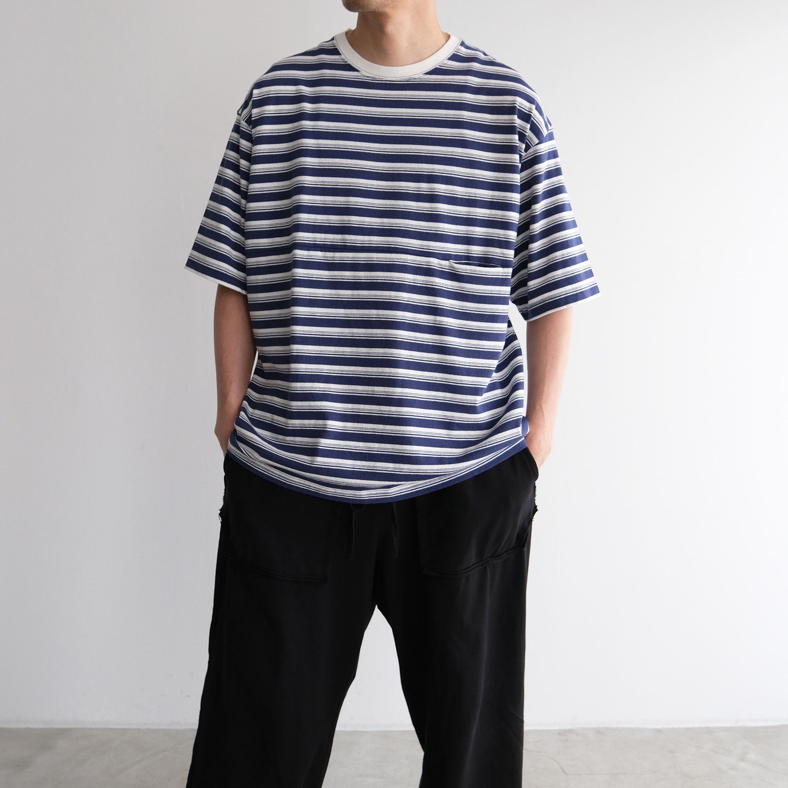 Yururi Tee 1/2 Border -Tシャツ-（Blue Border / ブルーボーダー）