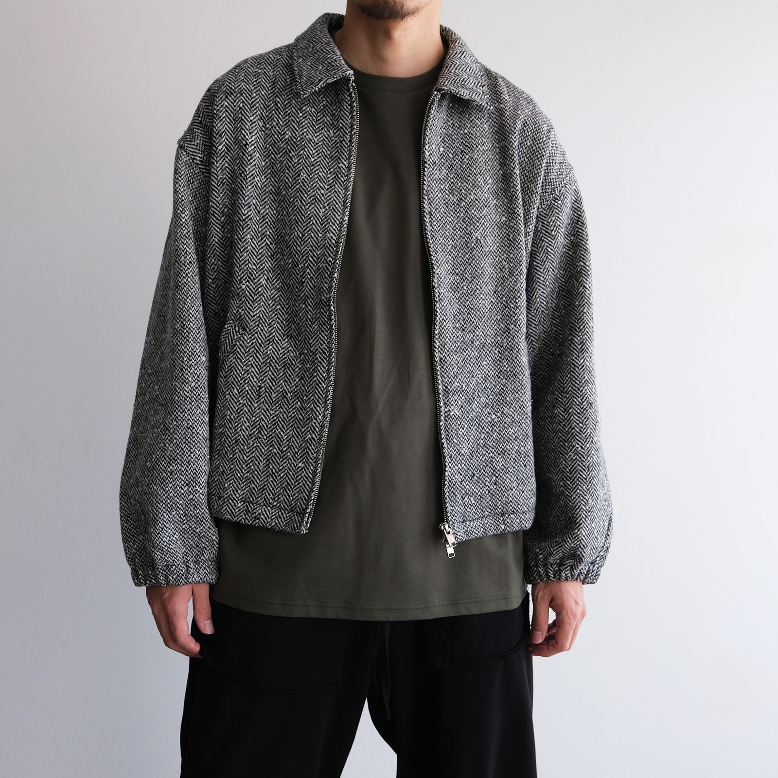 Tweed Zip Front Blouson -ブルゾン-（Black / ブラック）
