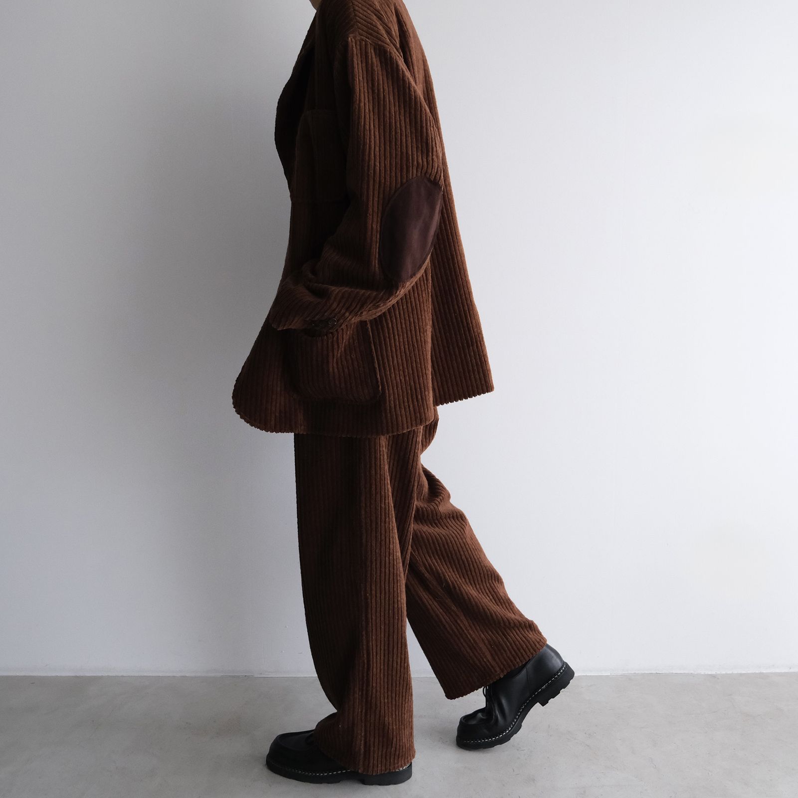 Corduroy Collarless Jacket -ジャケット-（Brown / ブラウン）
