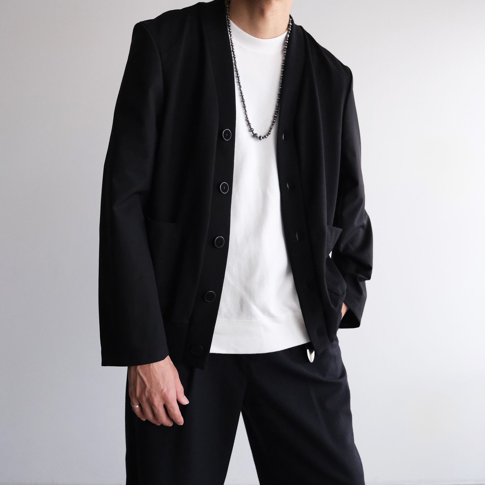 Un(i)Form Jersey：Docking Cardigan - カーディガン-（Black / ブラック）