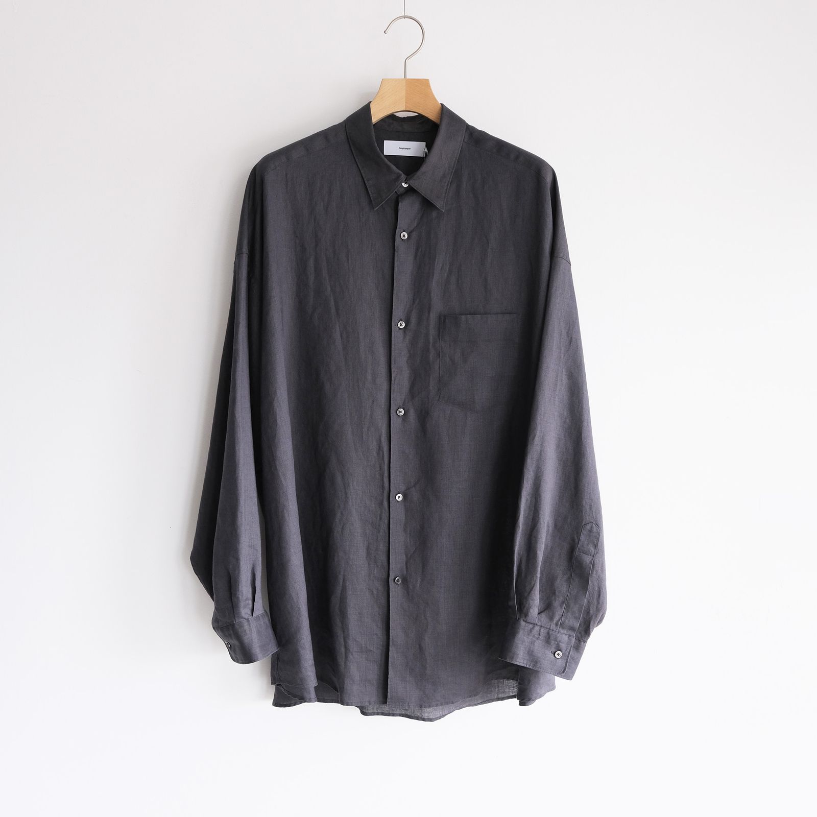 Linen L/S Oversized Regular Collar Shirt -シャツ-（C.Gray / C.グレー）GM262-50039B