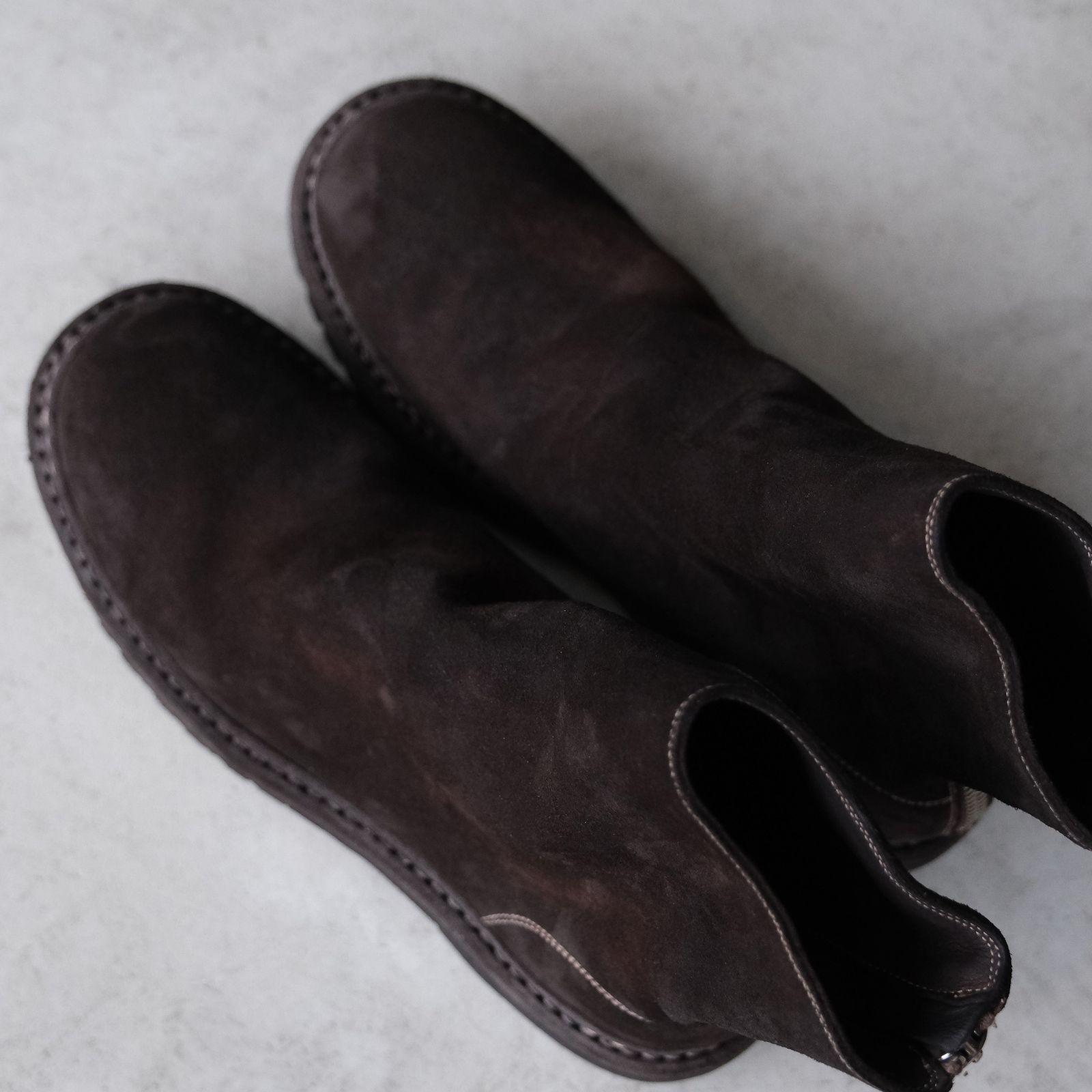 796V_N Calf Reverse Shoes Back Zip Boot -ブーツ-（Brown / ブラウン）
