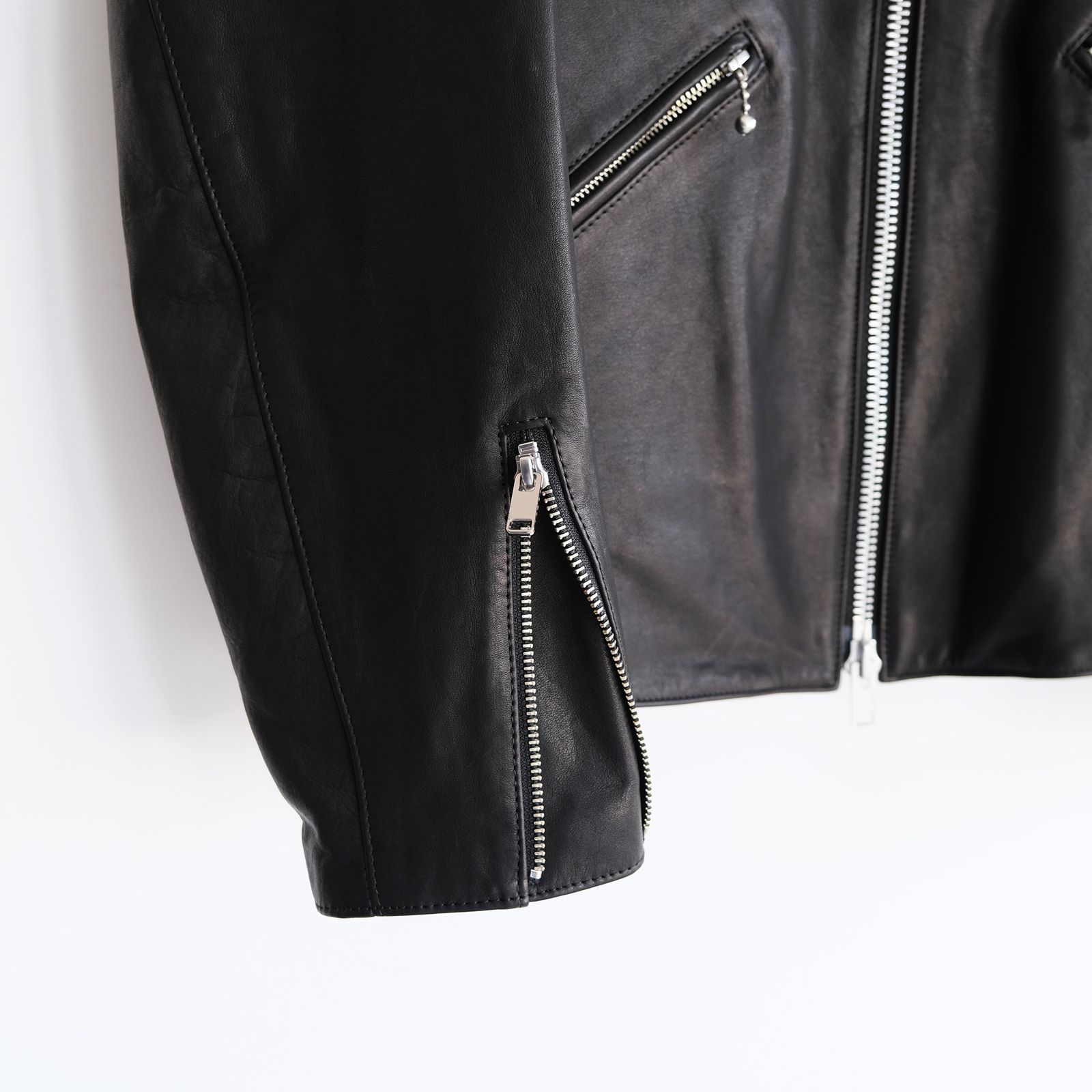 Front Zip Riders Jacket -ライダースジャケット-（Black / Lining Brown）
