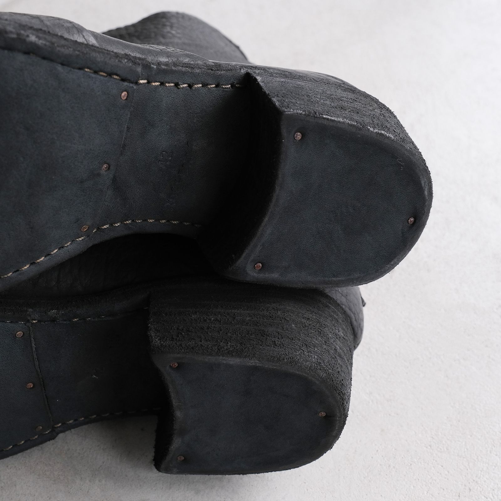 367ZB Bison Full Grain Lined Folded Back Zip Boot -ブーツ-（Black / ブラック）