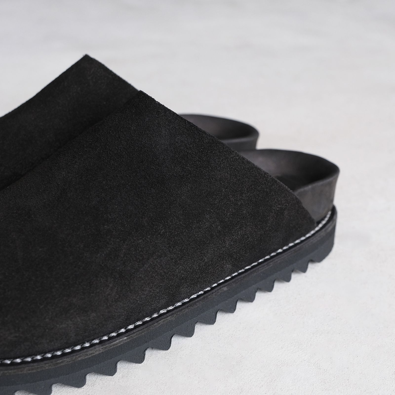 BRK05 Calf Back Side Reverse Unlined Sandal -サンダル-（Black / ブラック）