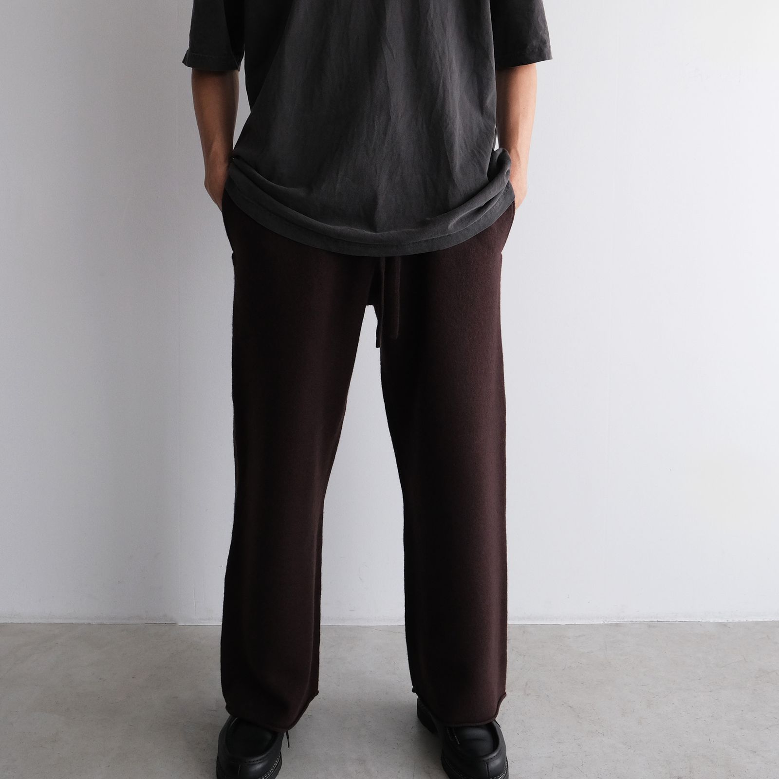 Felted Merino Wool Knit Pants -パンツ-（Brown / ブラウン）