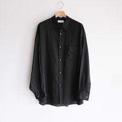 Linen L/S Oversized Regular Collar Shirt -シャツ-（Black / ブラック）GM262-50039B
