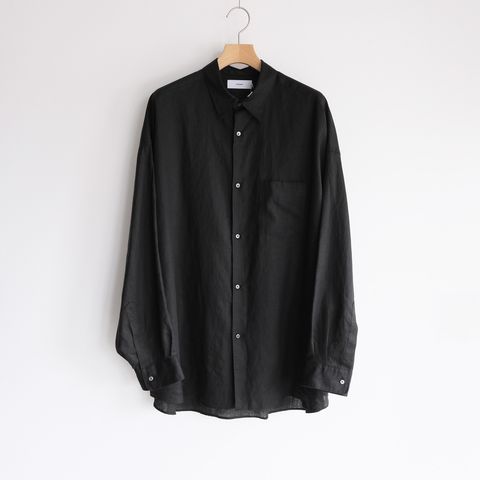 Linen L/S Oversized Regular Collar Shirt -シャツ-（Black / ブラック）GM262-50039B