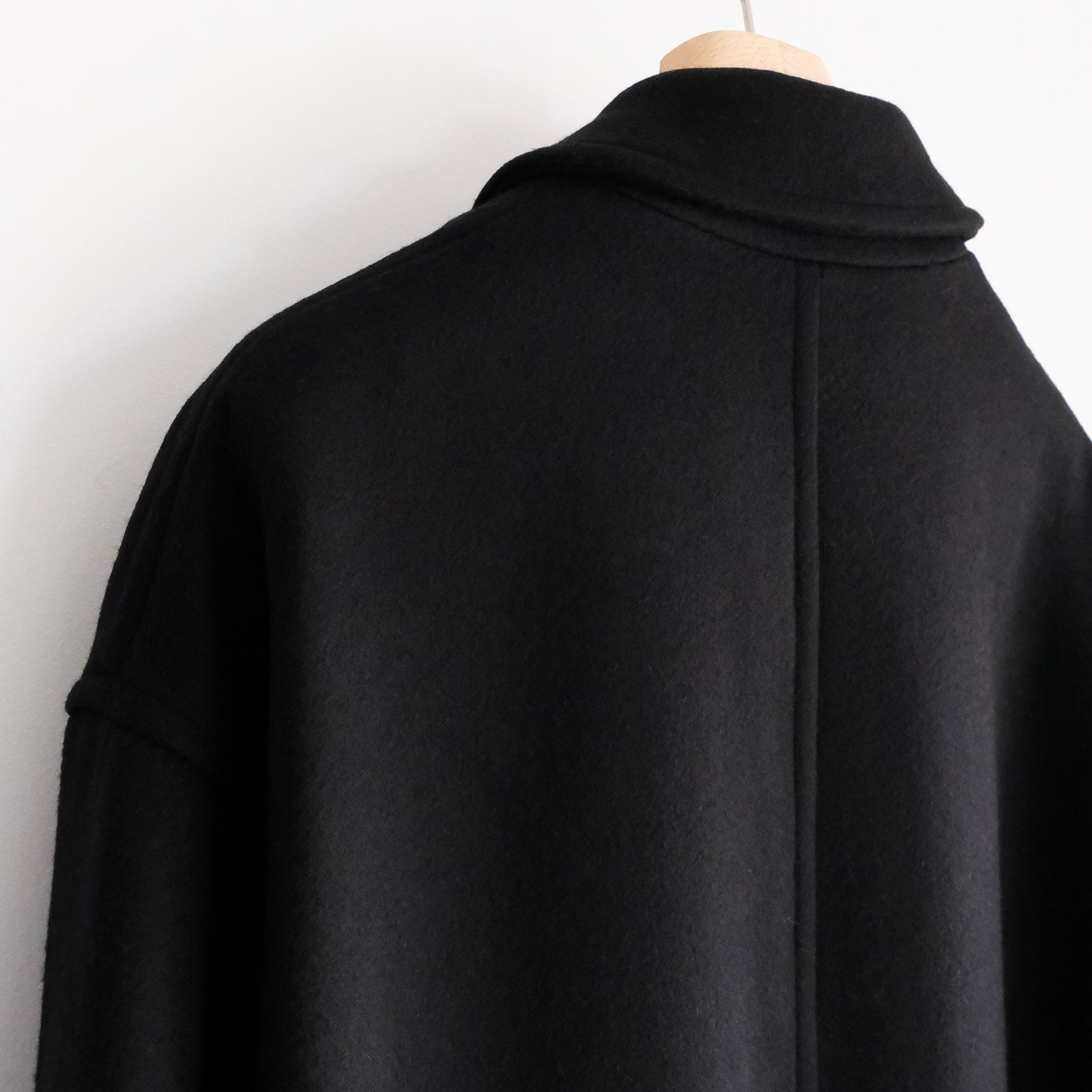 Light Melton Oversized Coat -コート-（Black / ブラック）GU263-10420B