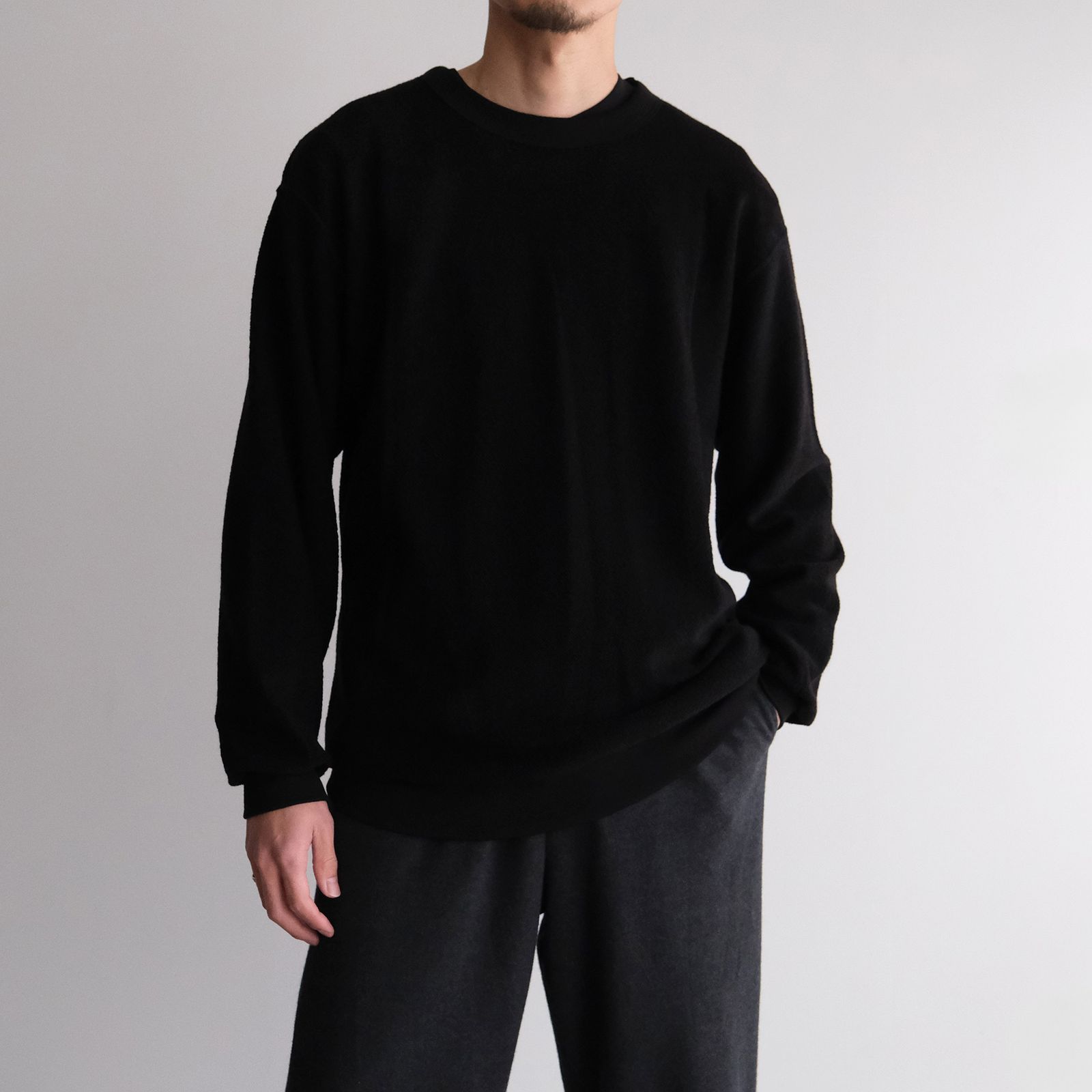 Merino Fleece Crew Neck Pullover -スウェット-（Black / ブラック）