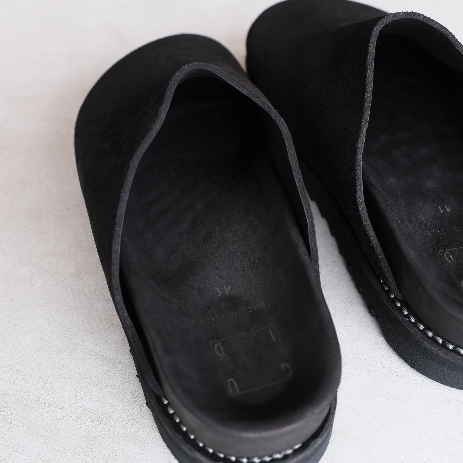 BRK05 Calf Back Side Reverse Unlined Sandal -サンダル-（Black / ブラック）