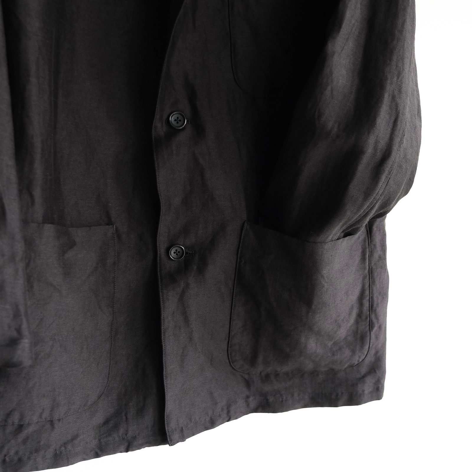 Linen Cupro Back Satin Work Jacket -ジャケット-（Black / ブラック）GM261-20370