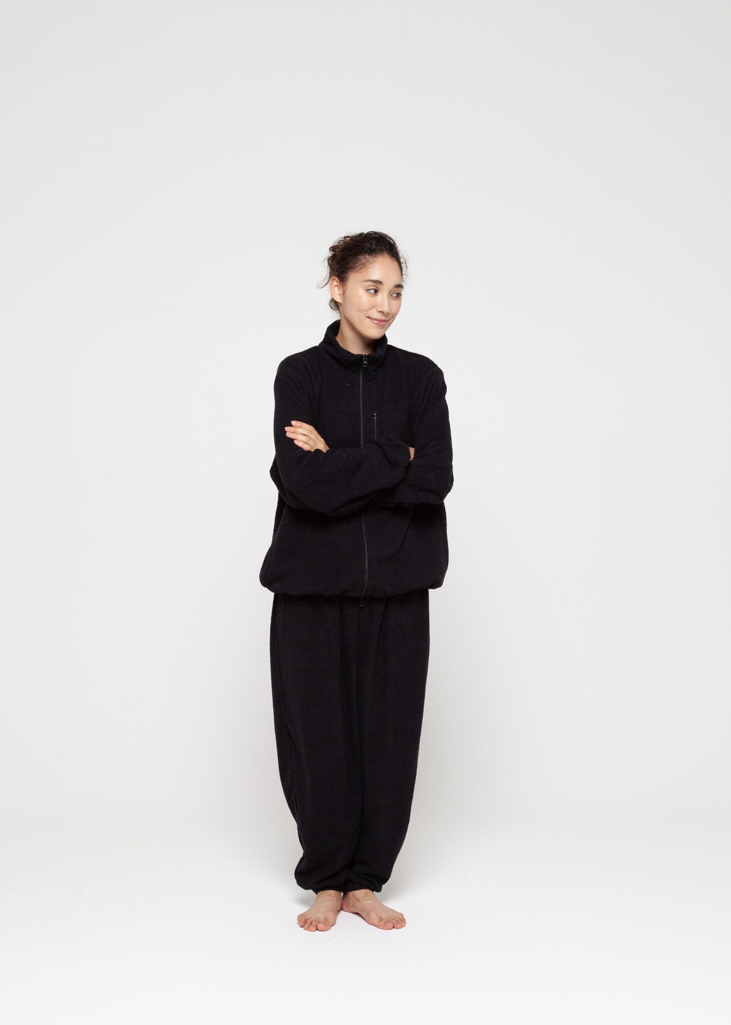 "Towel Cloth Zip Jacket" -パジャマ-（Black / ブラック）