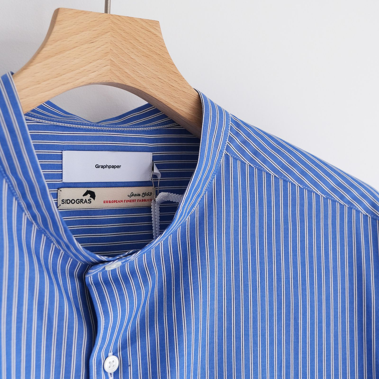 Sidogras L/S Oversized Band Collar Shirt -シャツ-（Blue Stripe / ブルーストライプ）
