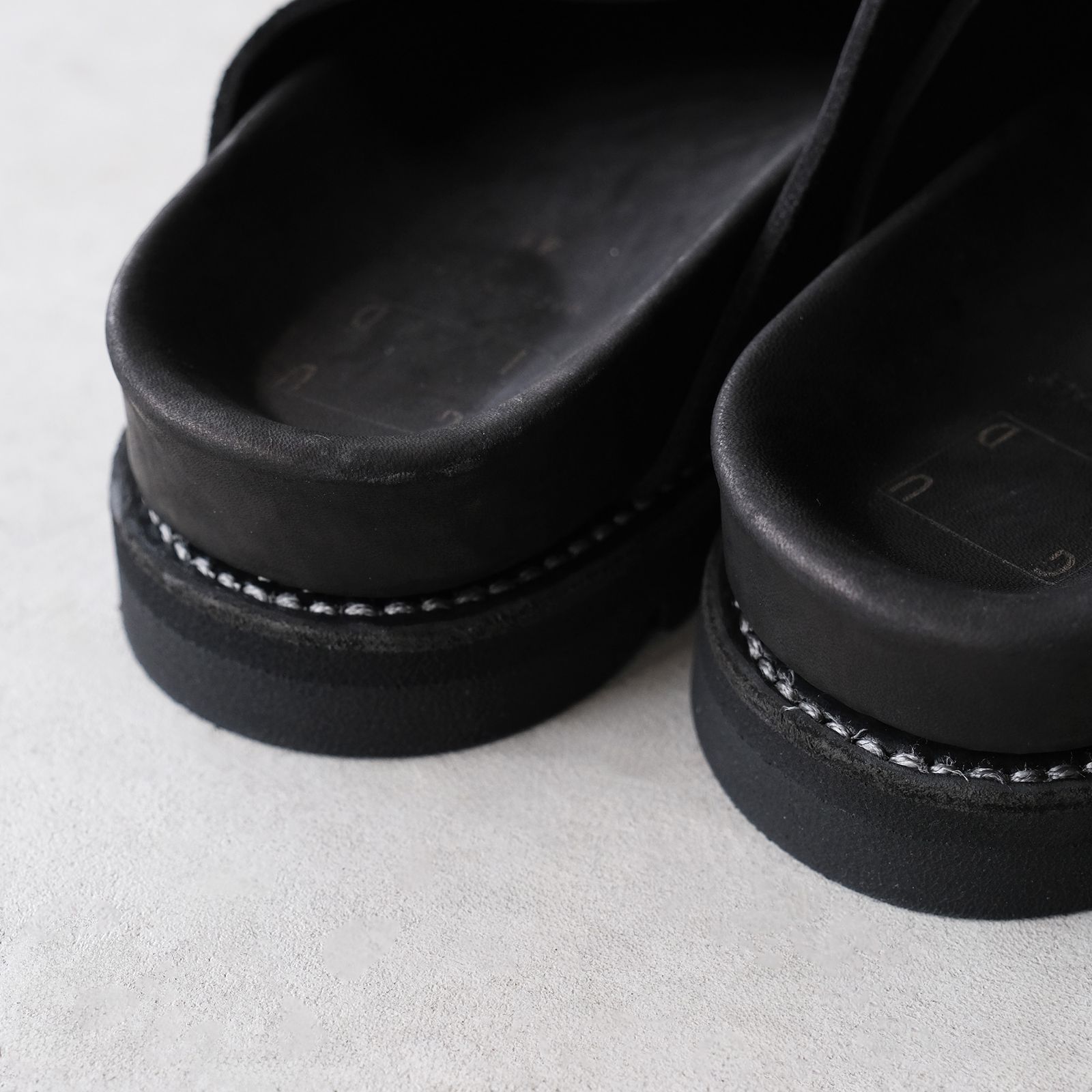BRK05 Calf Back Side Reverse Unlined Sandal -サンダル-（Black / ブラック）