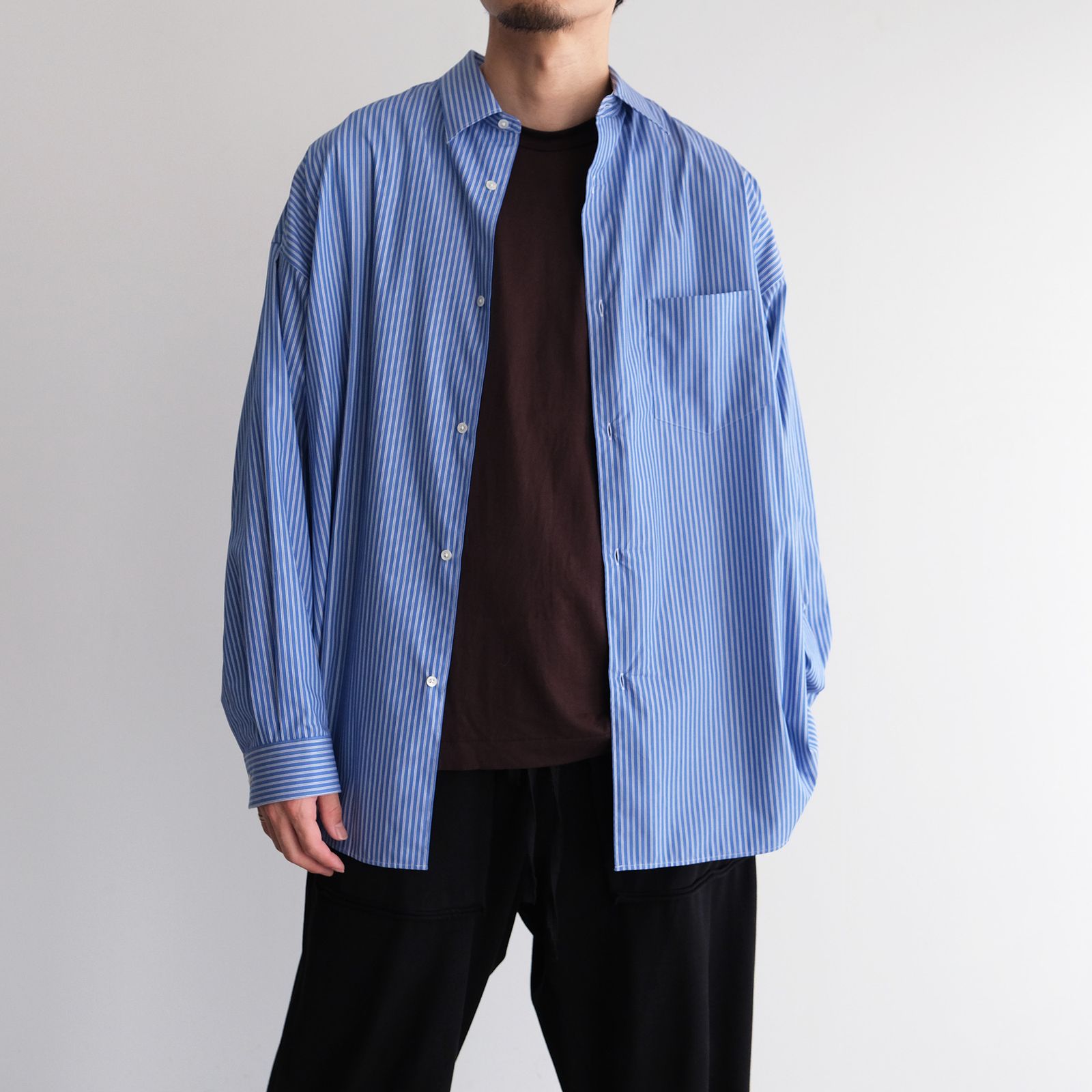 Sidogras L/S Oversized Regular Collar Shirt -シャツ-（Blue Stripe / ブルーストライプ）