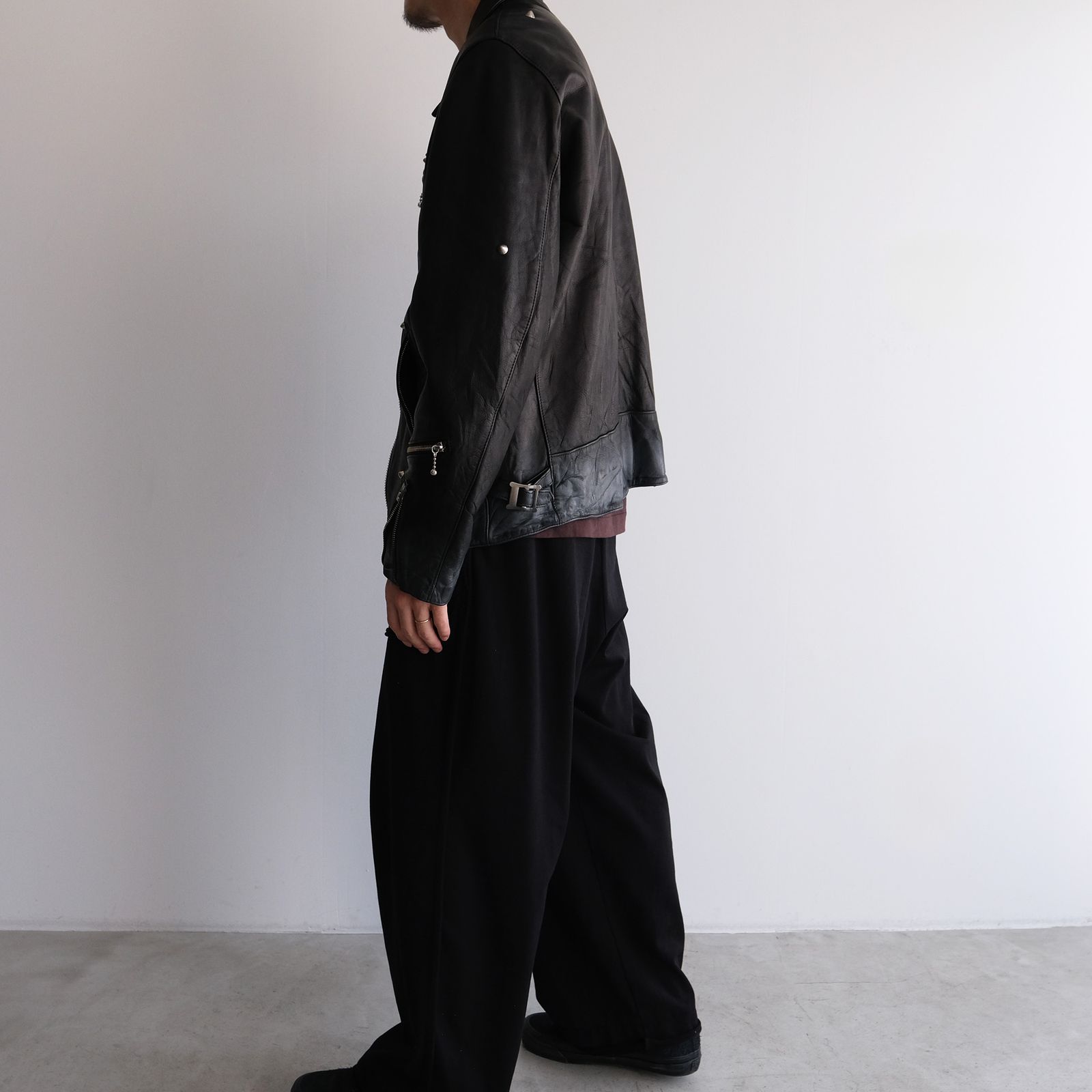 Hand Dyed Studded Riders Jacket -ライダースジャケット-（Black / ブラック）