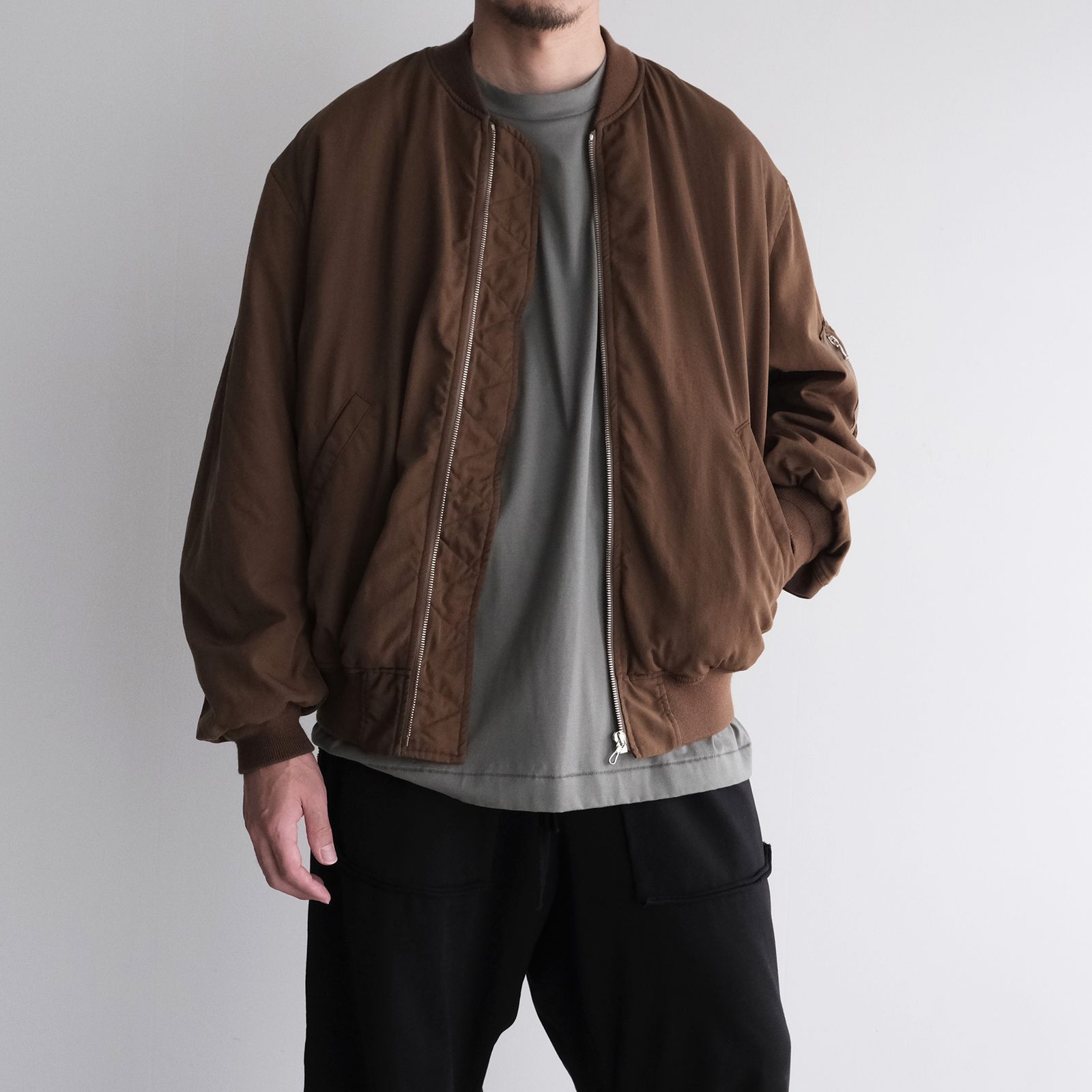 Fulled Wool Twill Flight Jacket -ジャケット-（Brown / ブラウン）GU263-30411