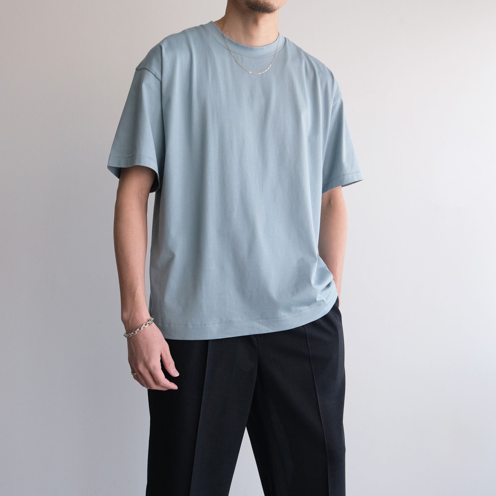 Suvin 60/2 Oversized T-Shirt -Tシャツ-（Sax / サックス）