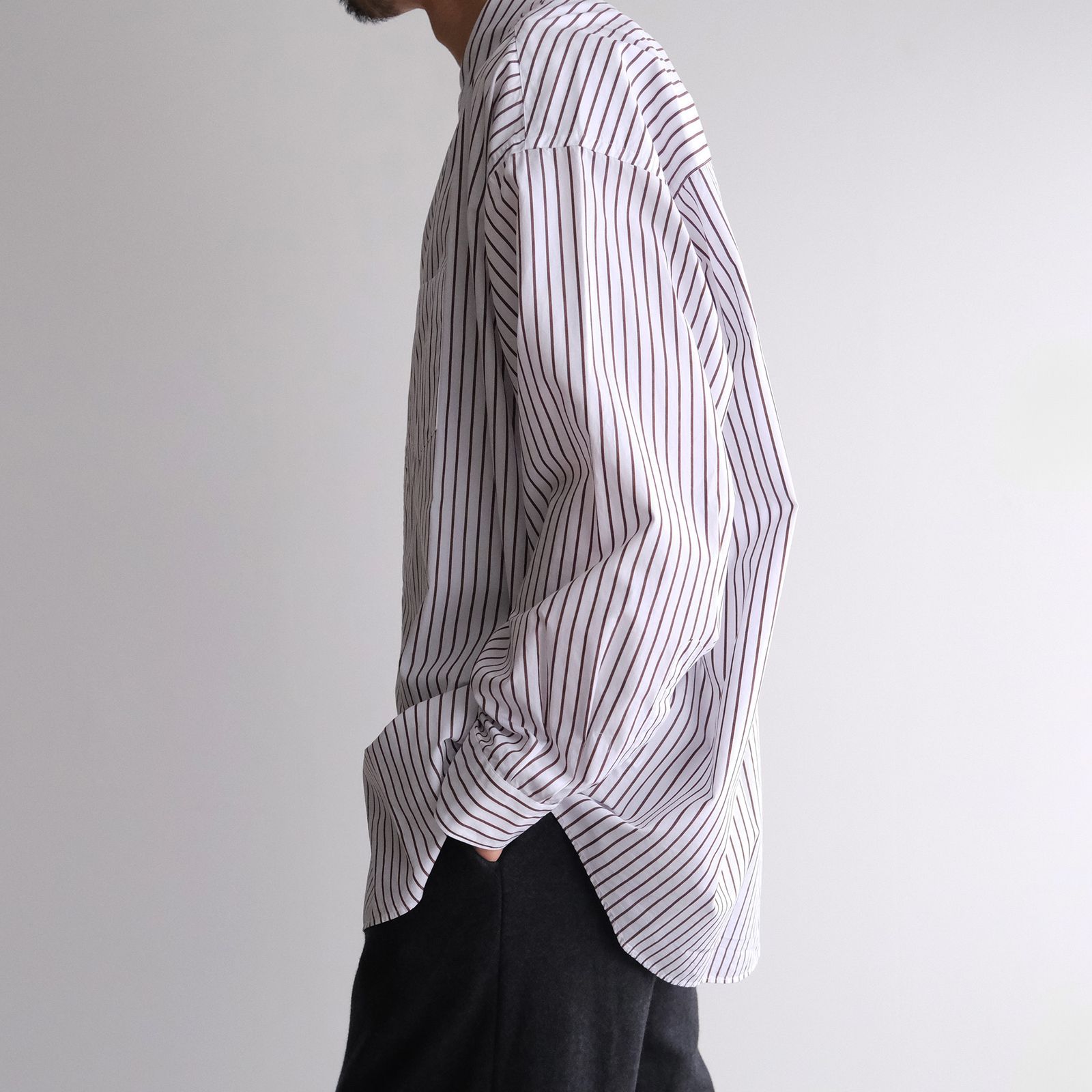 Graphpaper - Sidogras Stripe L/S Oversized Regular Collar Shirt