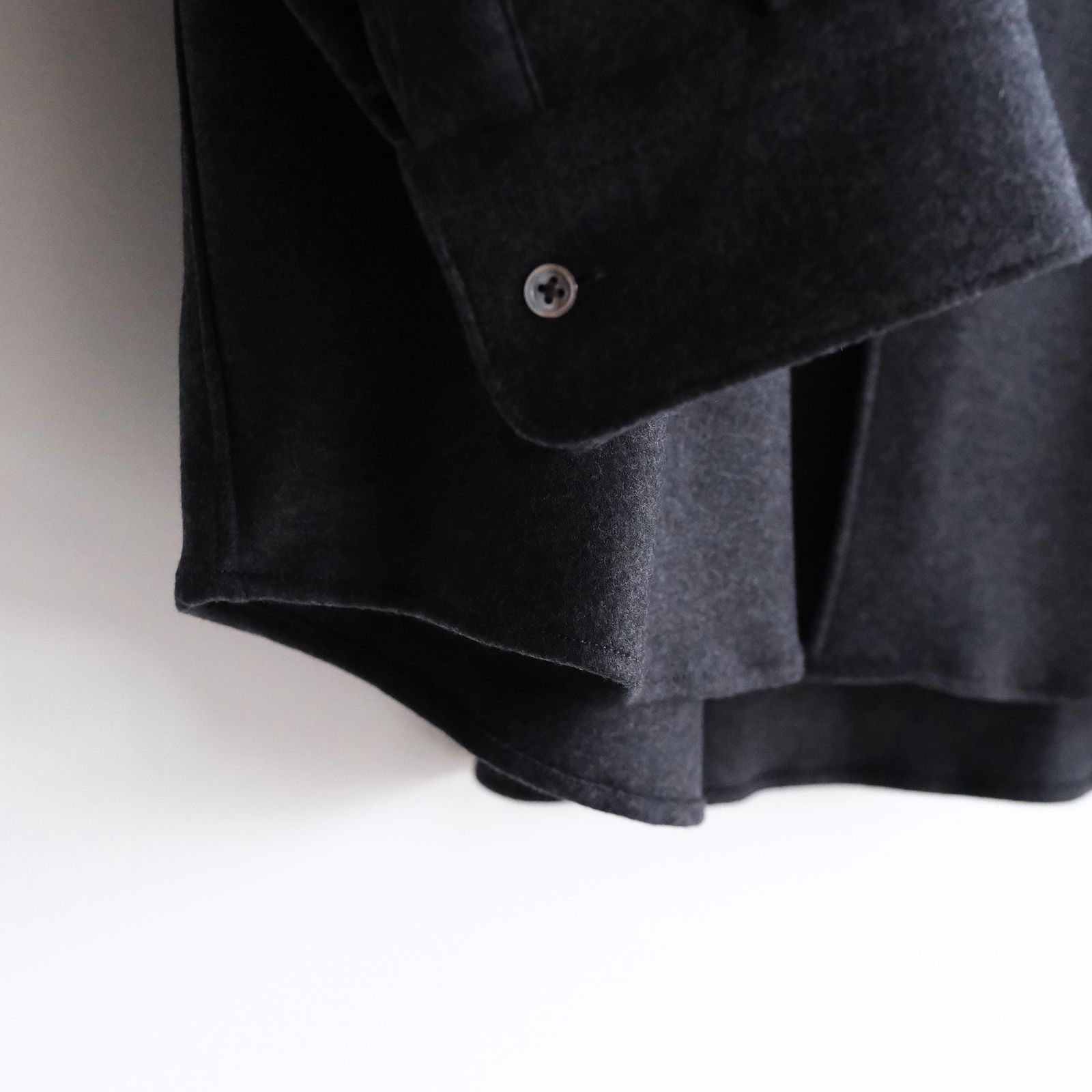 Wool Smooth Flannel Oversized Band Collar Shirt -シャツ-（Gray / グレー）