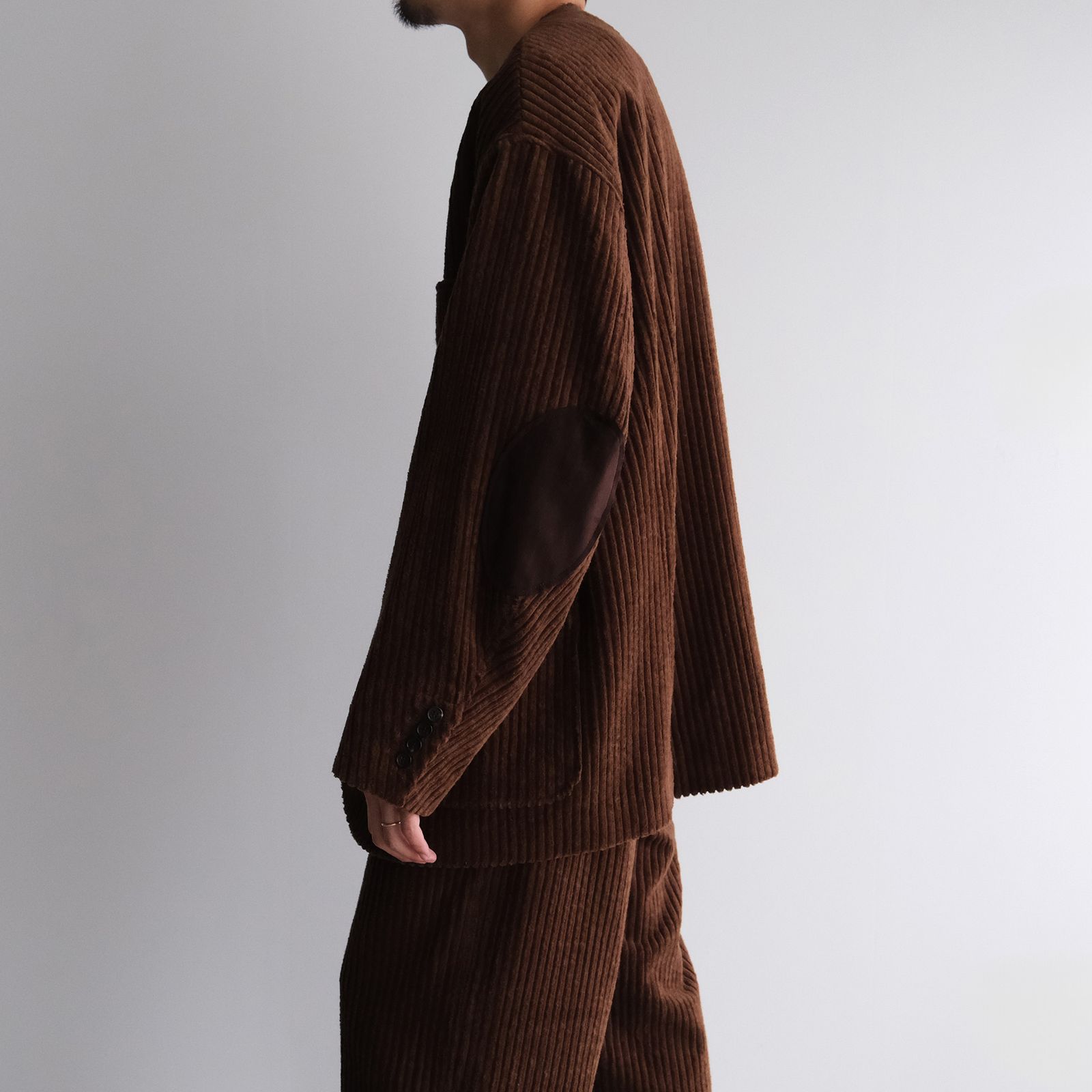 Corduroy Collarless Jacket -ジャケット-（Brown / ブラウン）