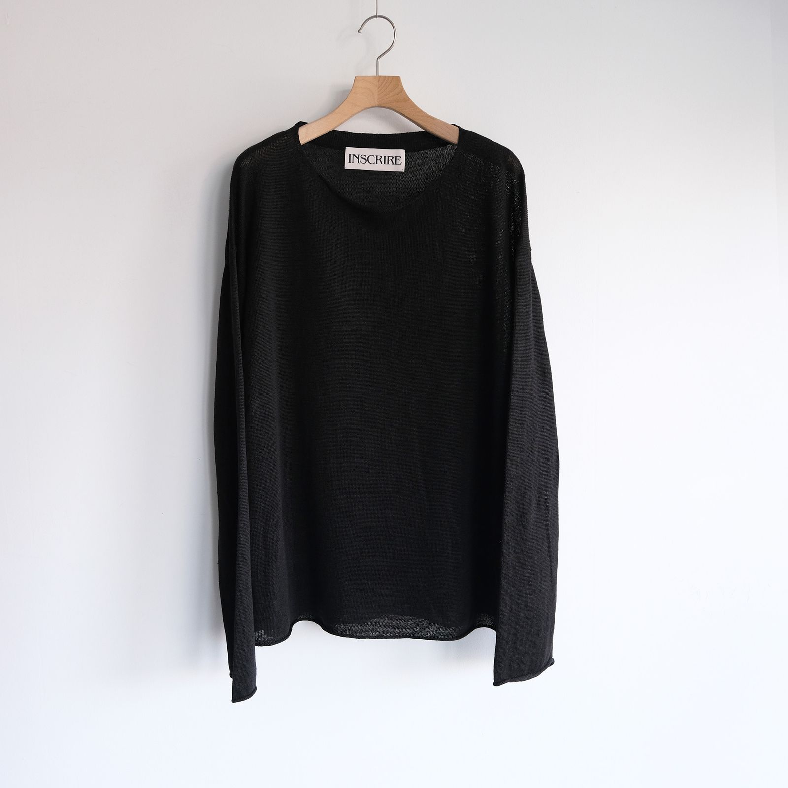 Linen Over Size Pull Over -ニット-（Black / ブラック）