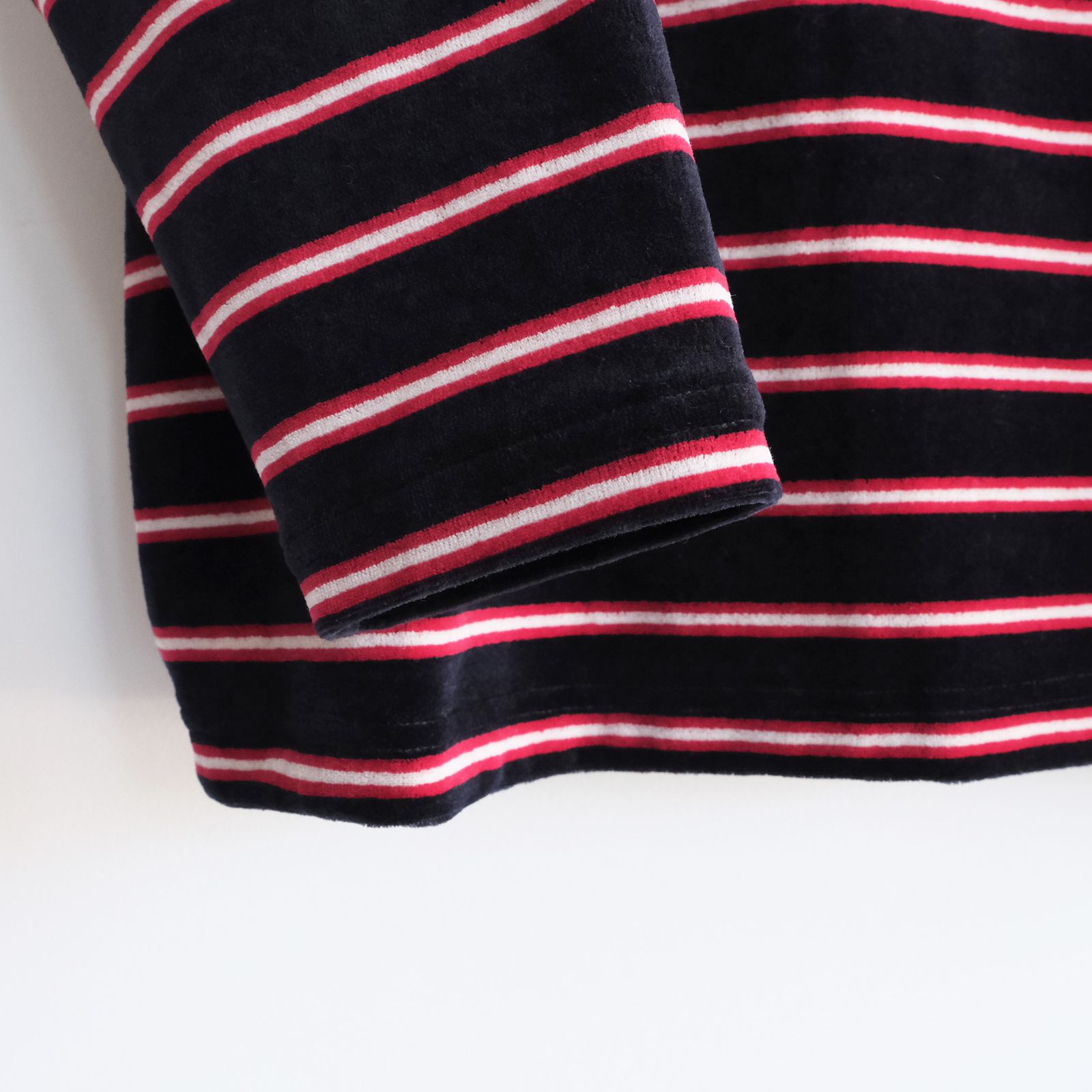 Velvet Border Long Sleeve Tee -Tシャツ-（Navy×Red / ネイビー×レッド）