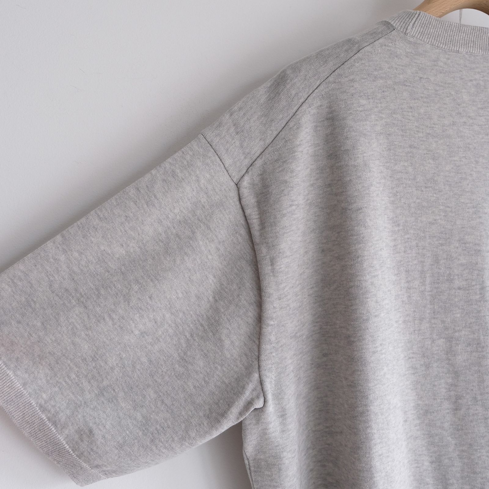 Cotton Washi Knit Half Sleeve Crew Neck Sweater -Tシャツ-（Gray / グレー）