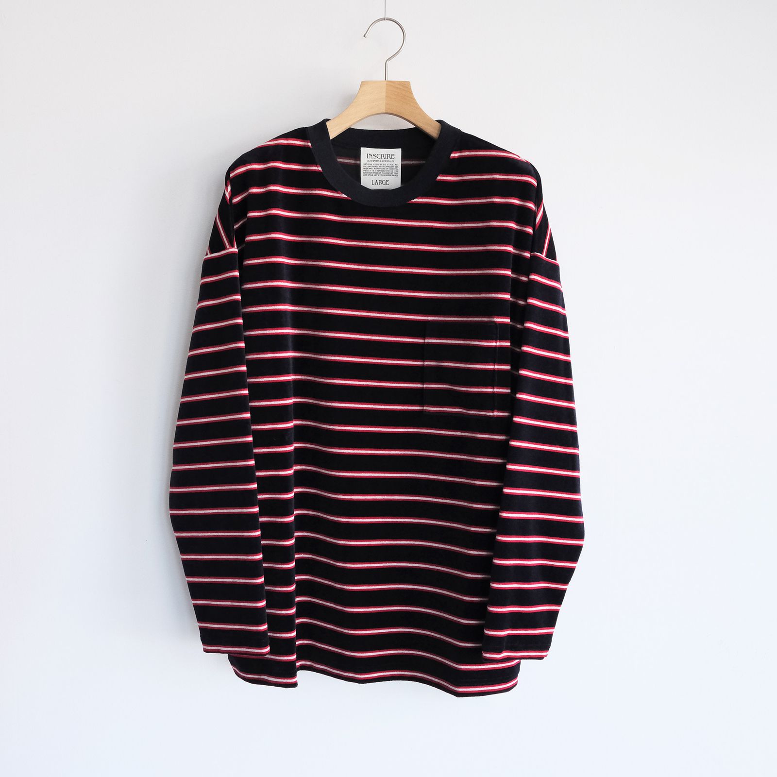 Velvet Border Long Sleeve Tee -Tシャツ-（Navy×Red / ネイビー×レッド）