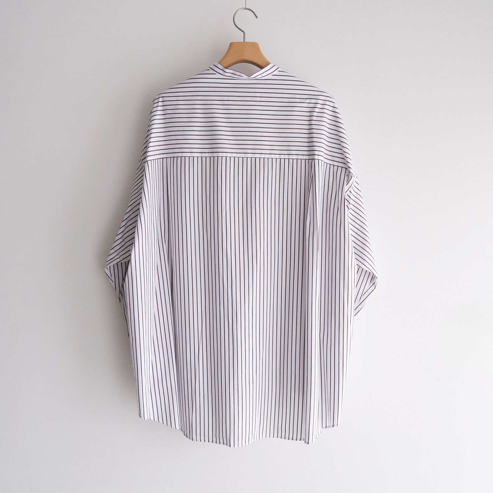 Graphpaper - Sidogras Stripe L/S Oversized Band Collar Shirt
