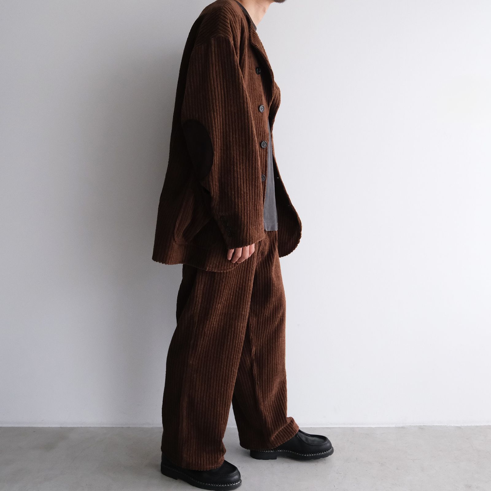 Corduroy Collarless Jacket -ジャケット-（Brown / ブラウン）