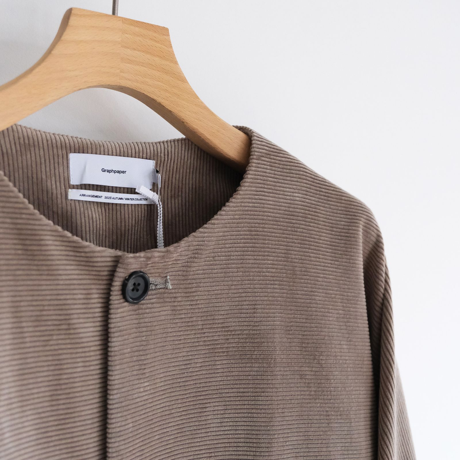 Suvin Corduroy Collarless Jacket -ジャケット-（Grege / グレージュ）