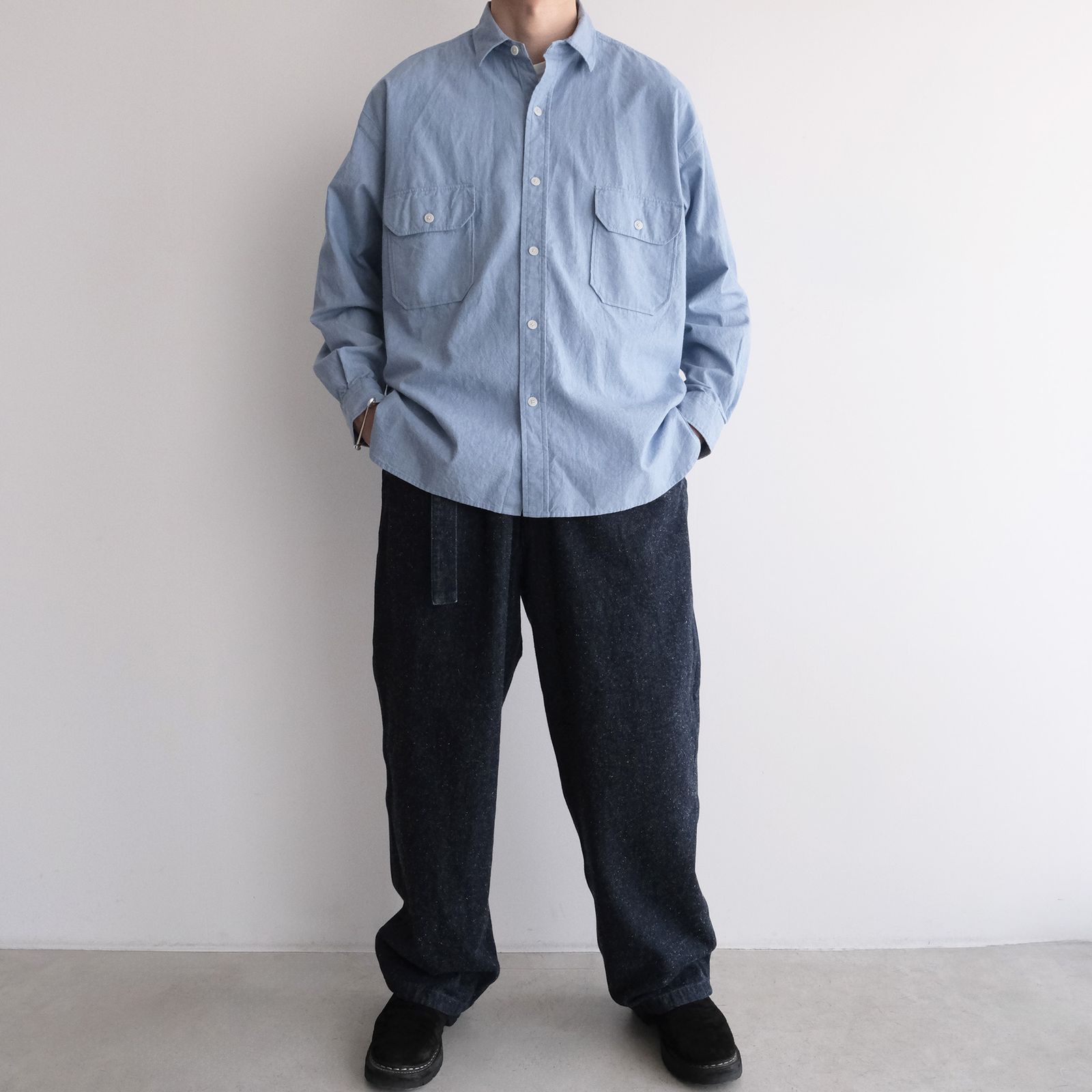 Cotton Chambray Work Shirt -シャツ-（Blue / ブルー）