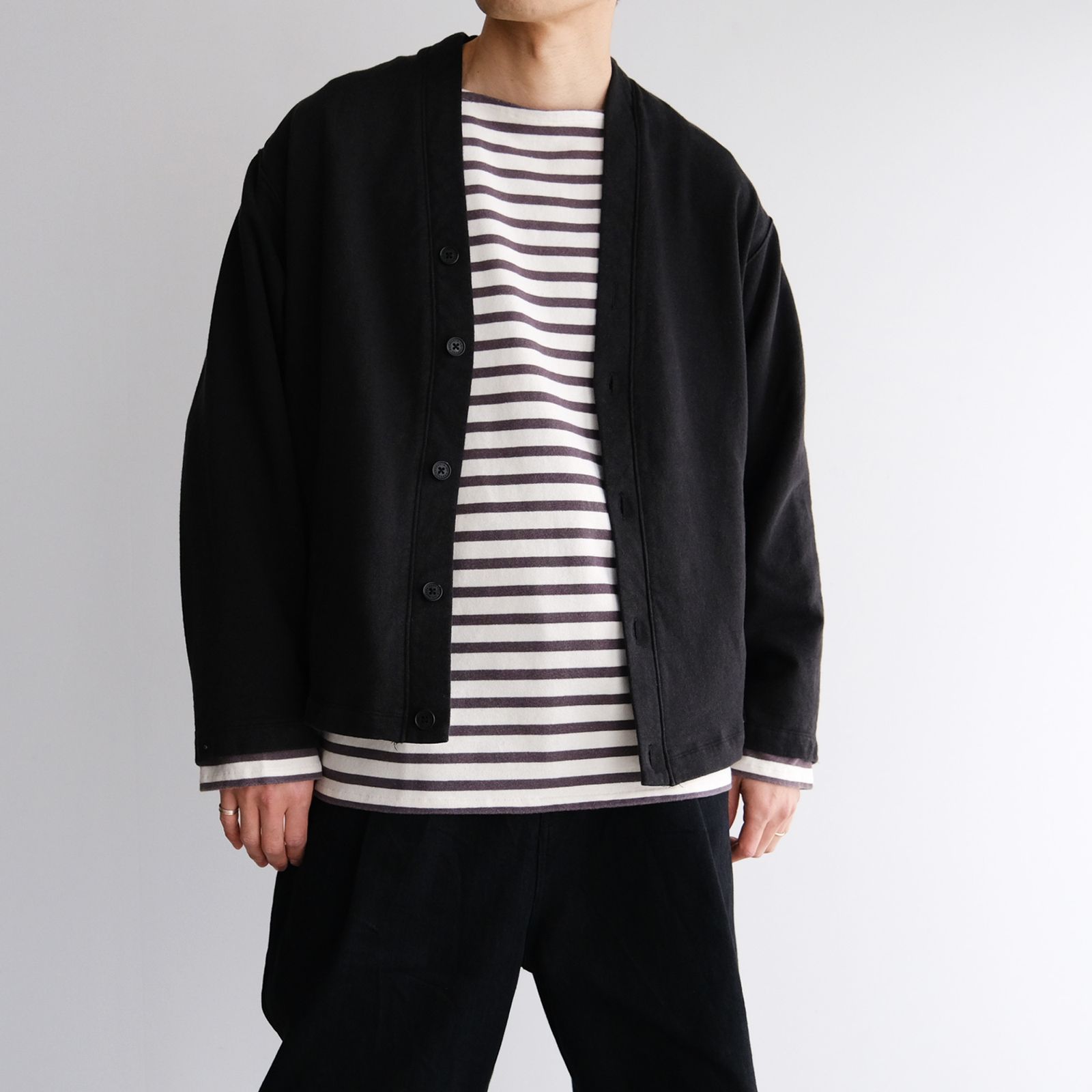 Long Sleeve Border Tee -Tシャツ-（Black / ブラック）