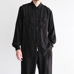 Fibril Silk Tafta Work Shirt -シャツ-（Black / ブラック）