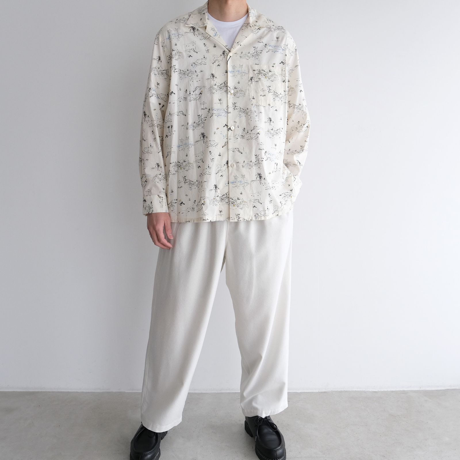 URU - Cotton Rayon - Open Collar L/S Shirts -シャツ-（Ivory