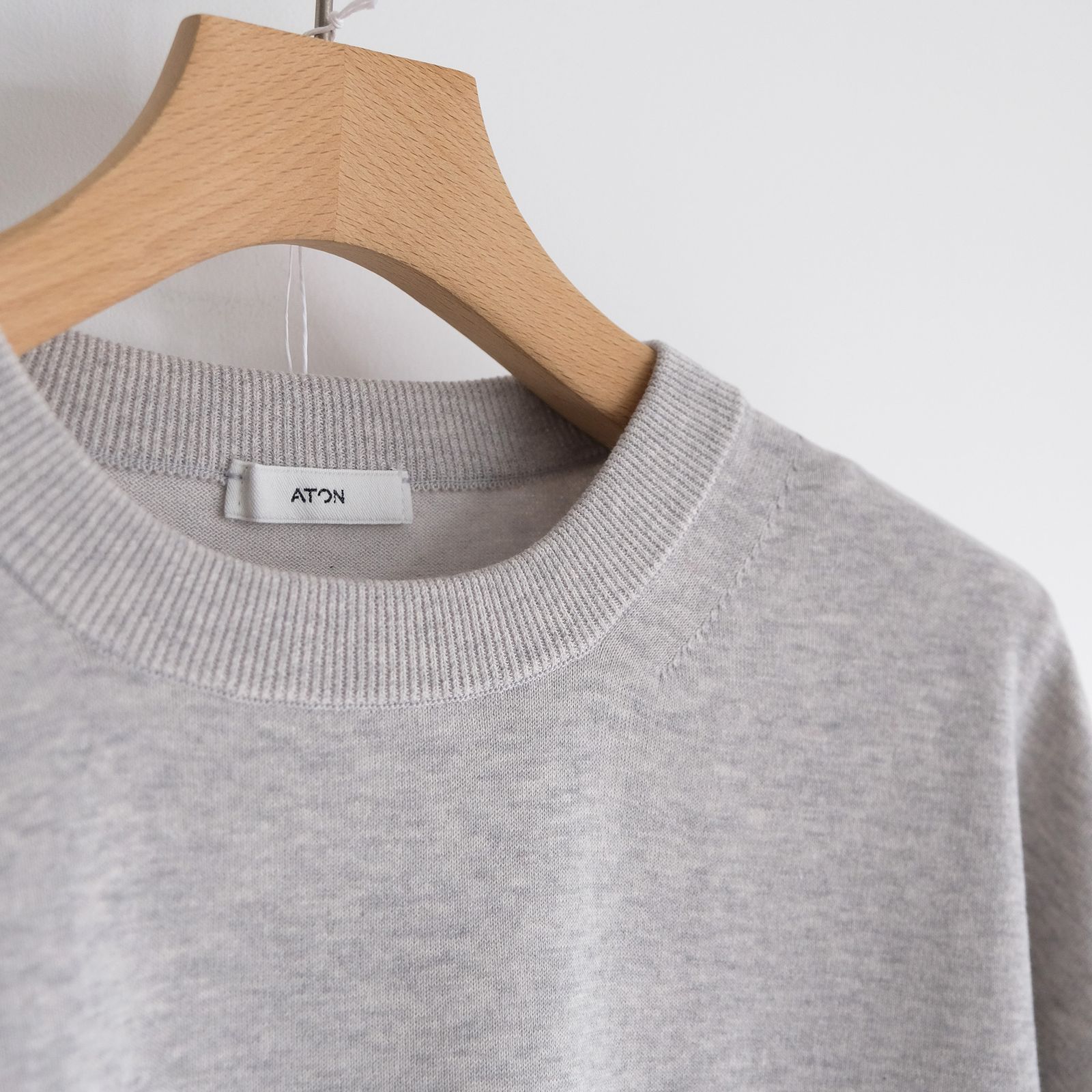 Cotton Washi Knit Half Sleeve Crew Neck Sweater -Tシャツ-（Gray / グレー）