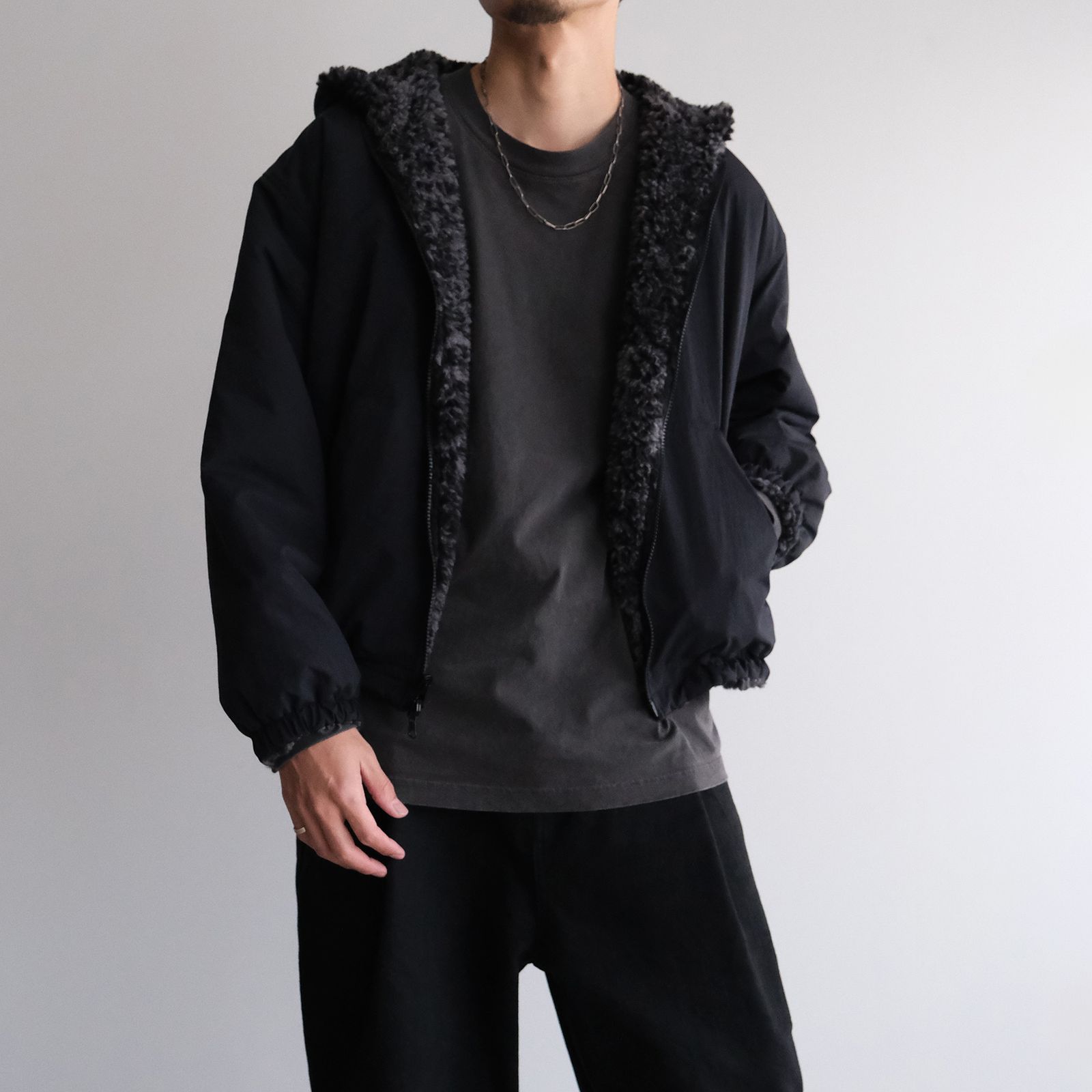 NOMARHYTHM TEXTILE - DYG Reversible Sherpa Hoody -ブルゾン-（Black