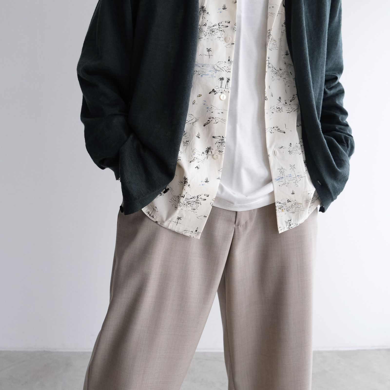 【美品】EEL Home Party 日本製 ラウンドカラー シャツ 白無地 ワイシャツ スリムフィット 無地 ホワイト LORDSON Crest| CHOYA