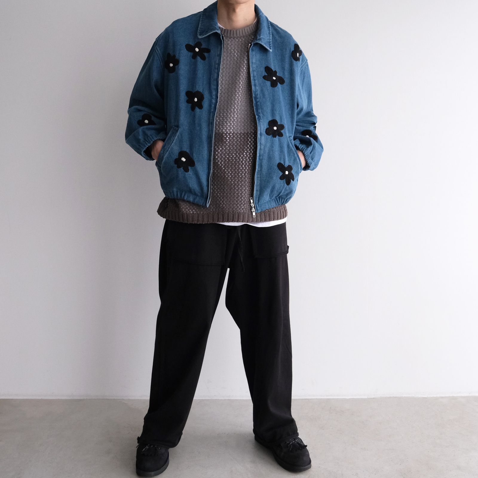 Mesh Knit Vest - ベスト -（Gray / グレー）