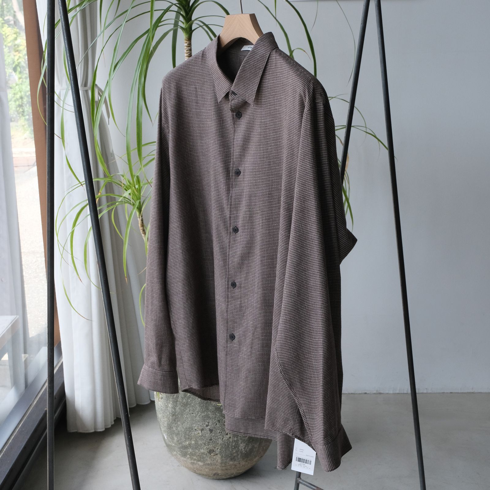 Cotton Yak Viera Loose Fit Shirt -シャツ-（Brown Check / ブラウンチェック）