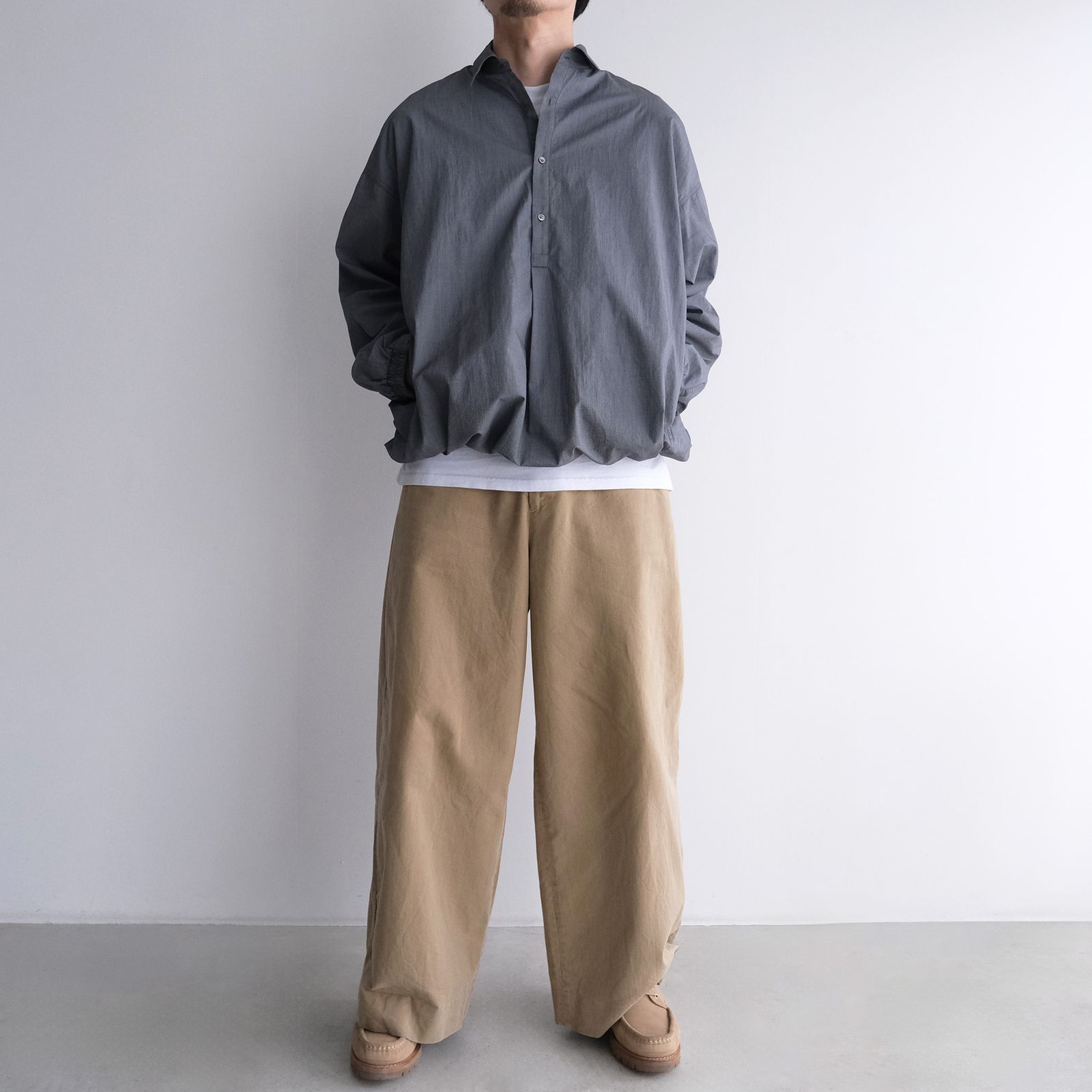 Graphpaper - Seersucker Pullover Shirt -シャツ-（Gray / グレー