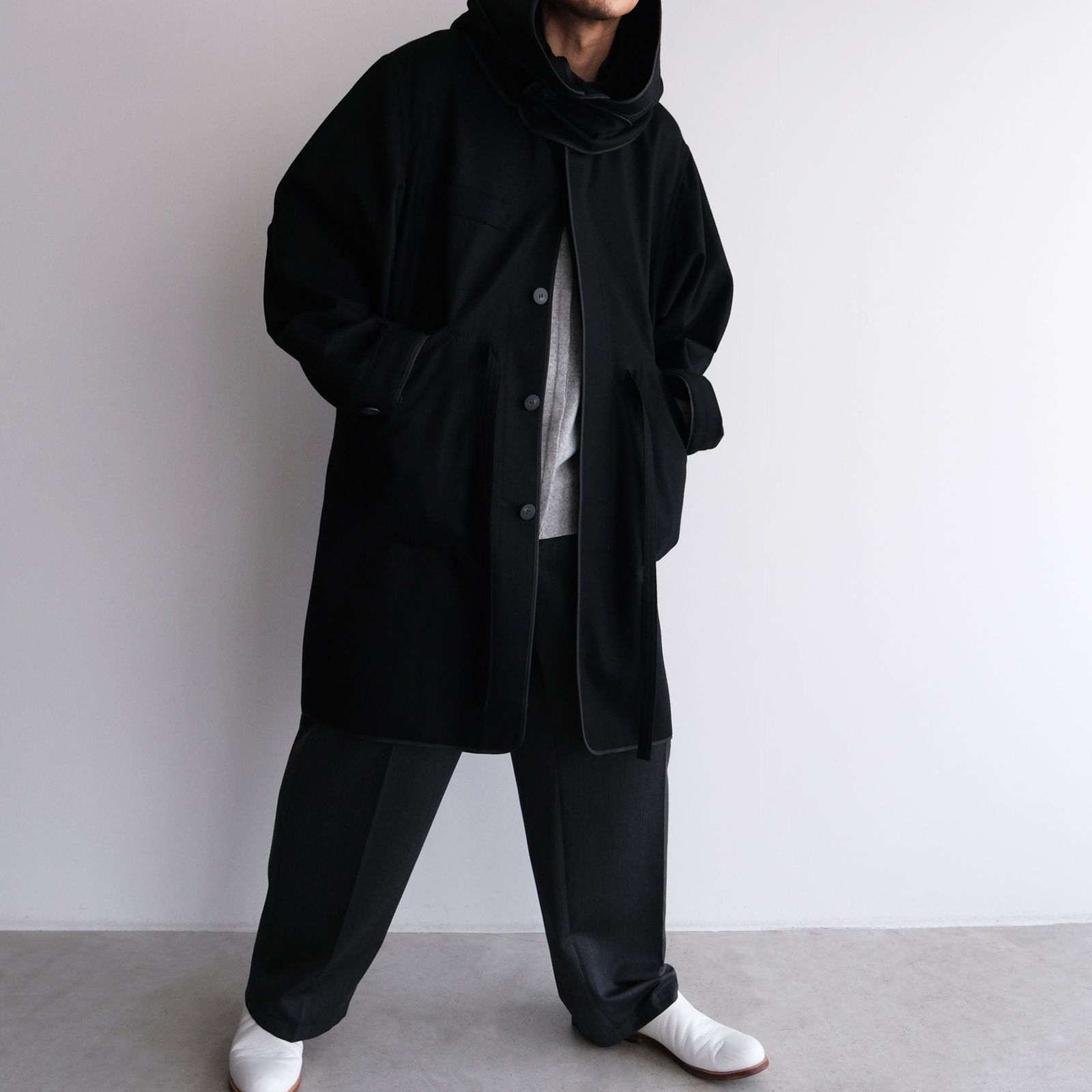 With Piping ：M65 Hoodie Coat -コート-（Black / ブラック）