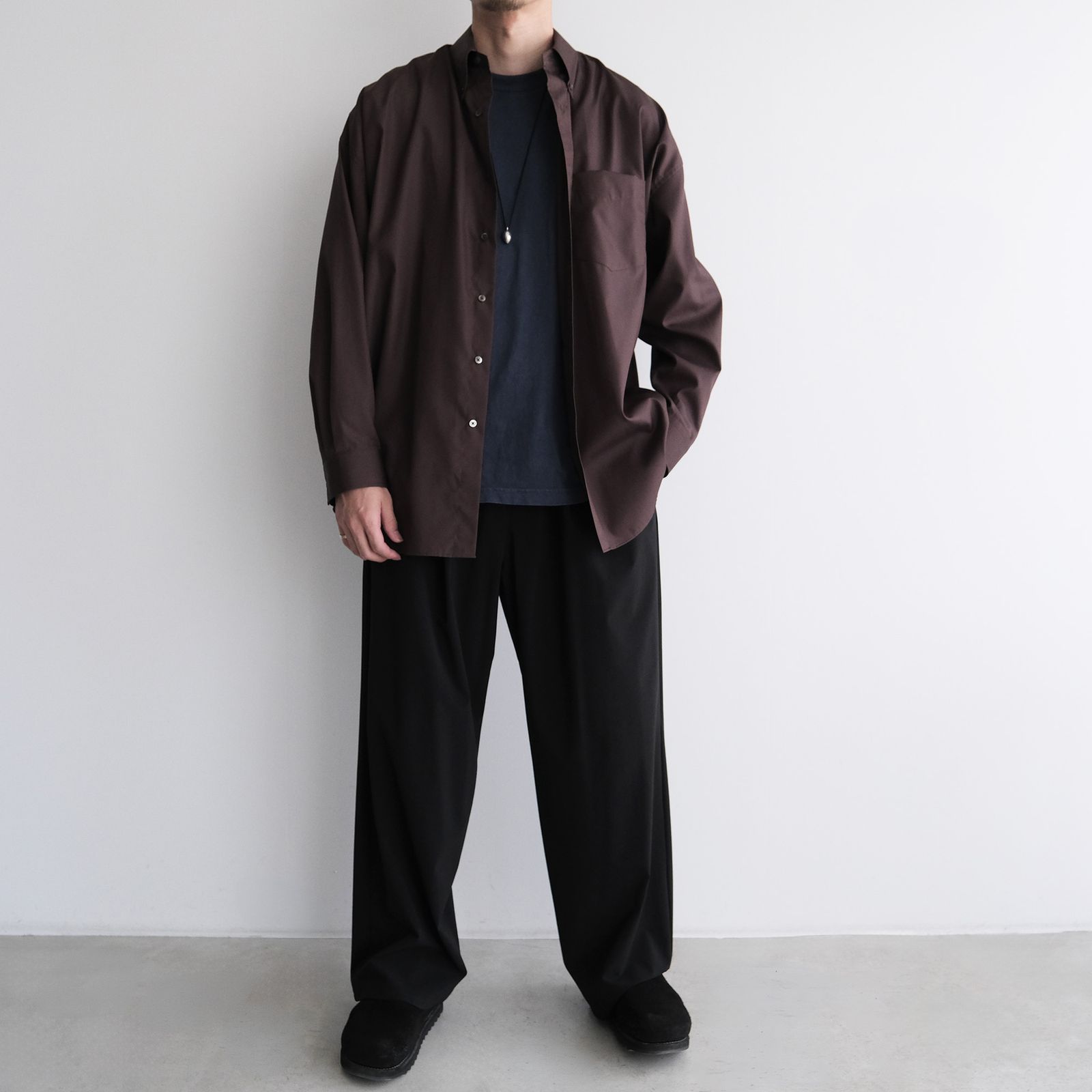 Easy Care Poplin L/S Oversized B.D Shirt -シャツ-（Brown / ブラウン）GM263-50620