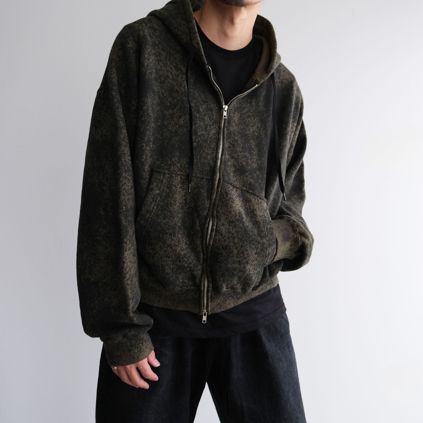 Hand Dye Twist Parka -パーカー-（Olive×Black / オリーブ×ブラック）