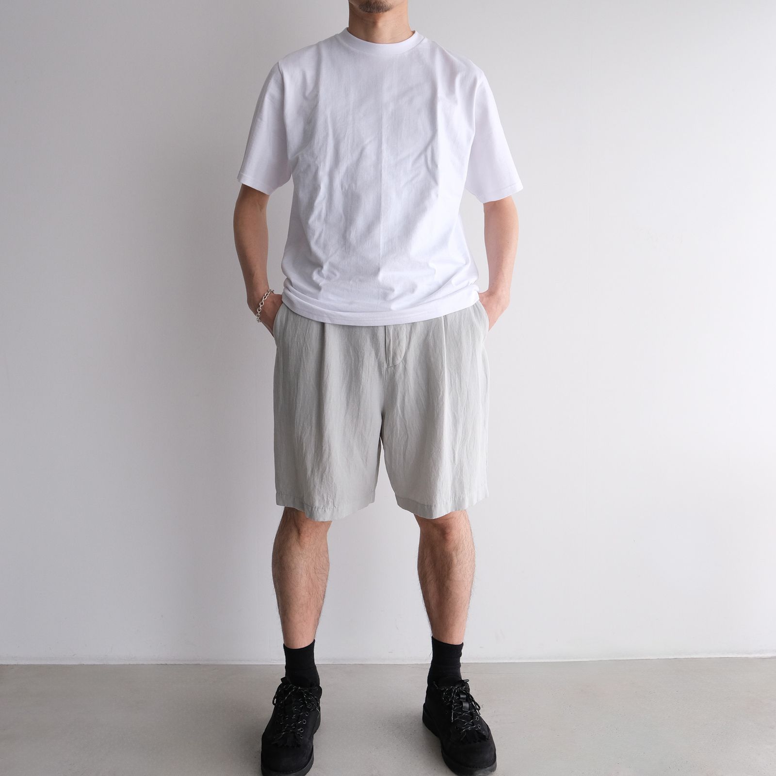Cotton Linen Voile Loose Fit Shorts -パンツ-（Sax / サックス）