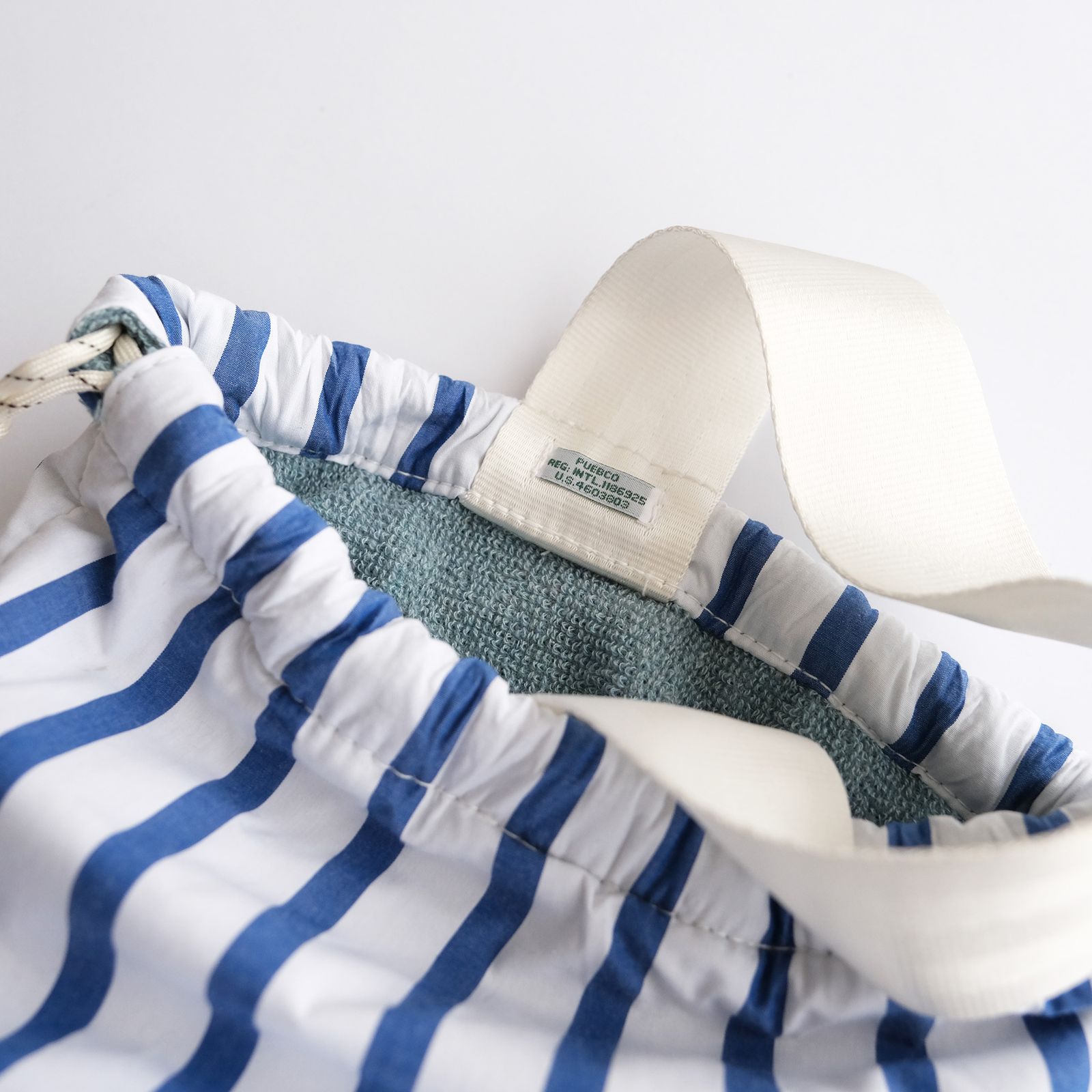 Shirt Fabric Drawstring Bag -バッグ-（White Stripe /ホワイトストライプ）