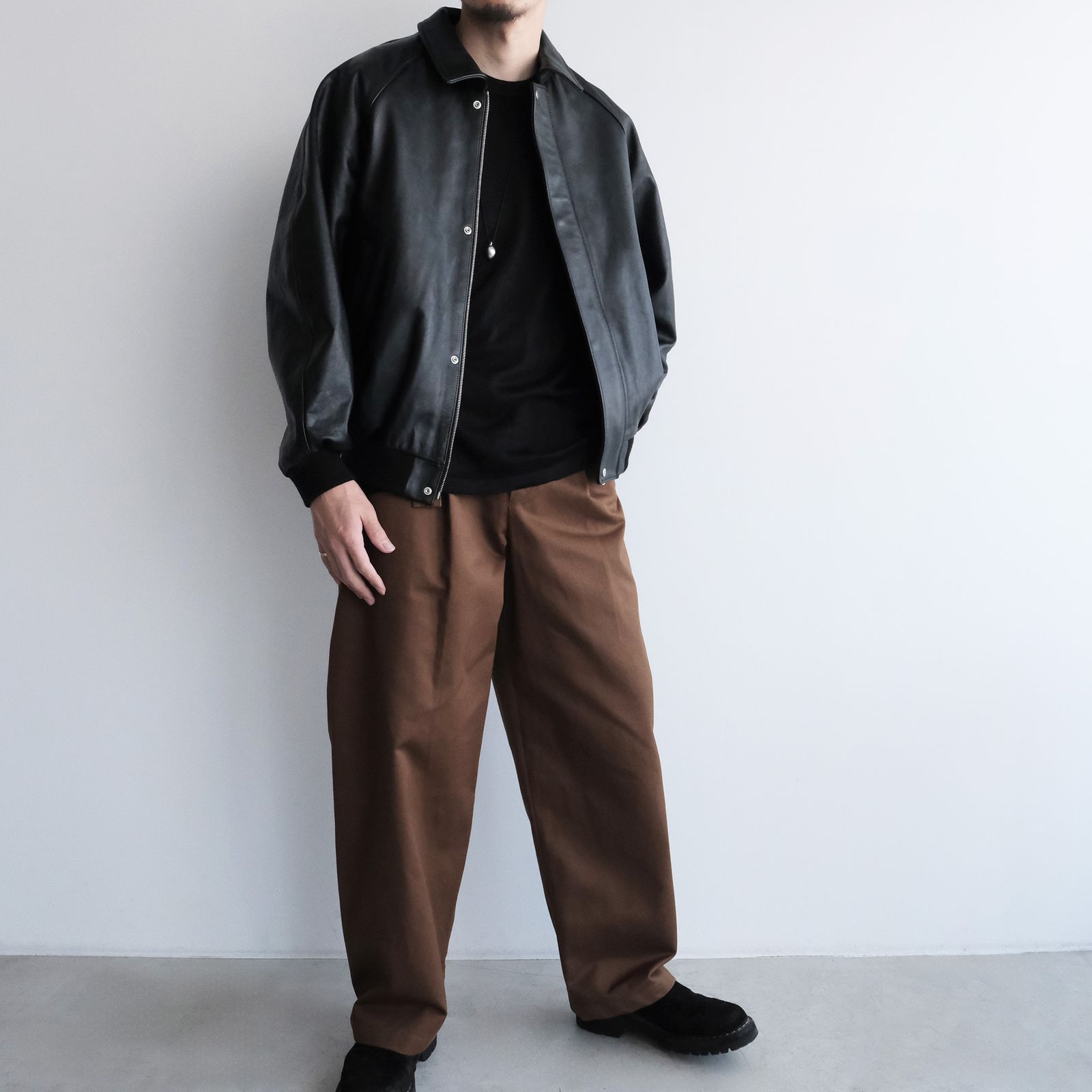 Cow Leather Raglan Blouson -ブルゾン-（Black / ブラック）GU263-30320