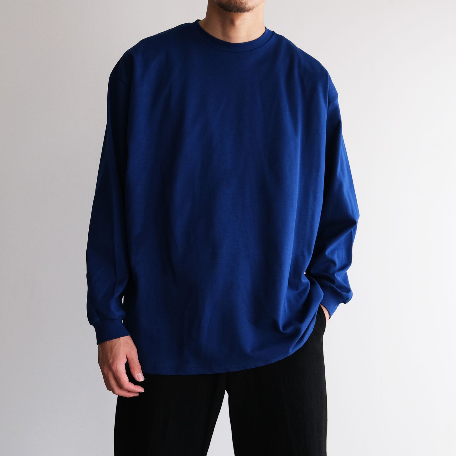 Brushed Mockrody Crew Neck L/S Tee -Tシャツ-（Blue / ブルー）